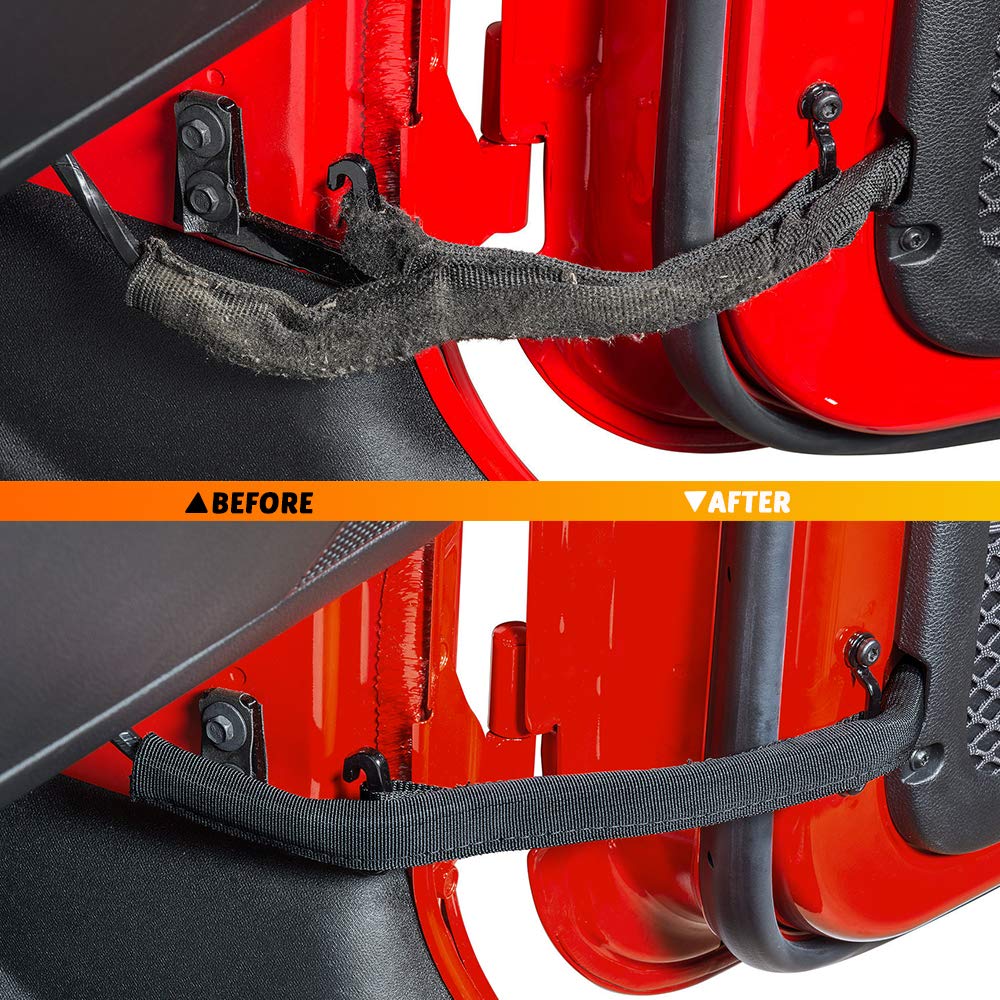 Savadicar Door Limiting Straps Swing Door Check Limiter For 2007-2018 Jeep Wrangler Jk Jku 2/4 Door, With Wire Protecting Harnes