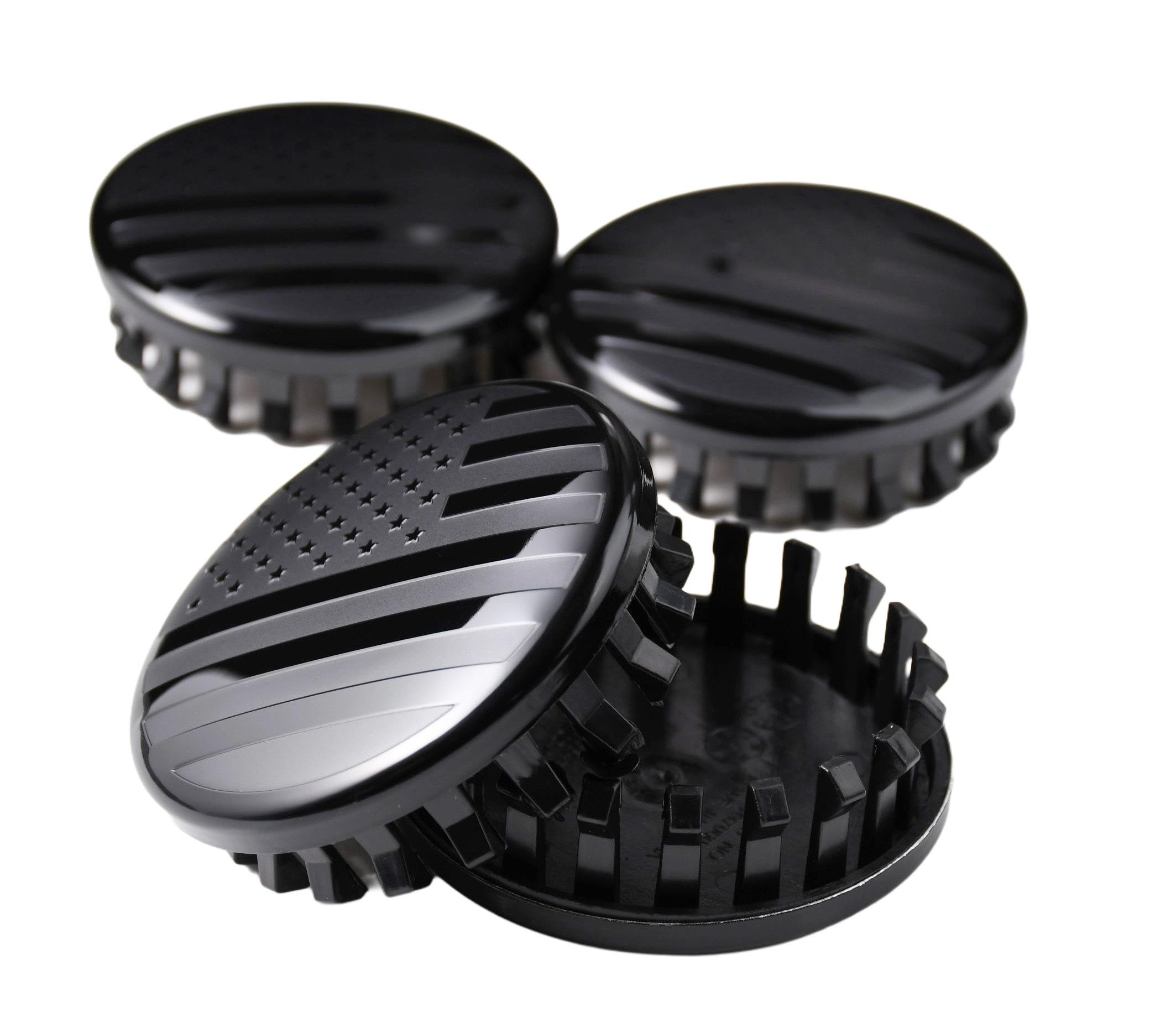 (Set of 4) for Chevrolet 3 1/4 inches=83mm Blackout American USA Flag Wheel Center Caps Covers HubCap fit Most 18''&20''&22'' Ri