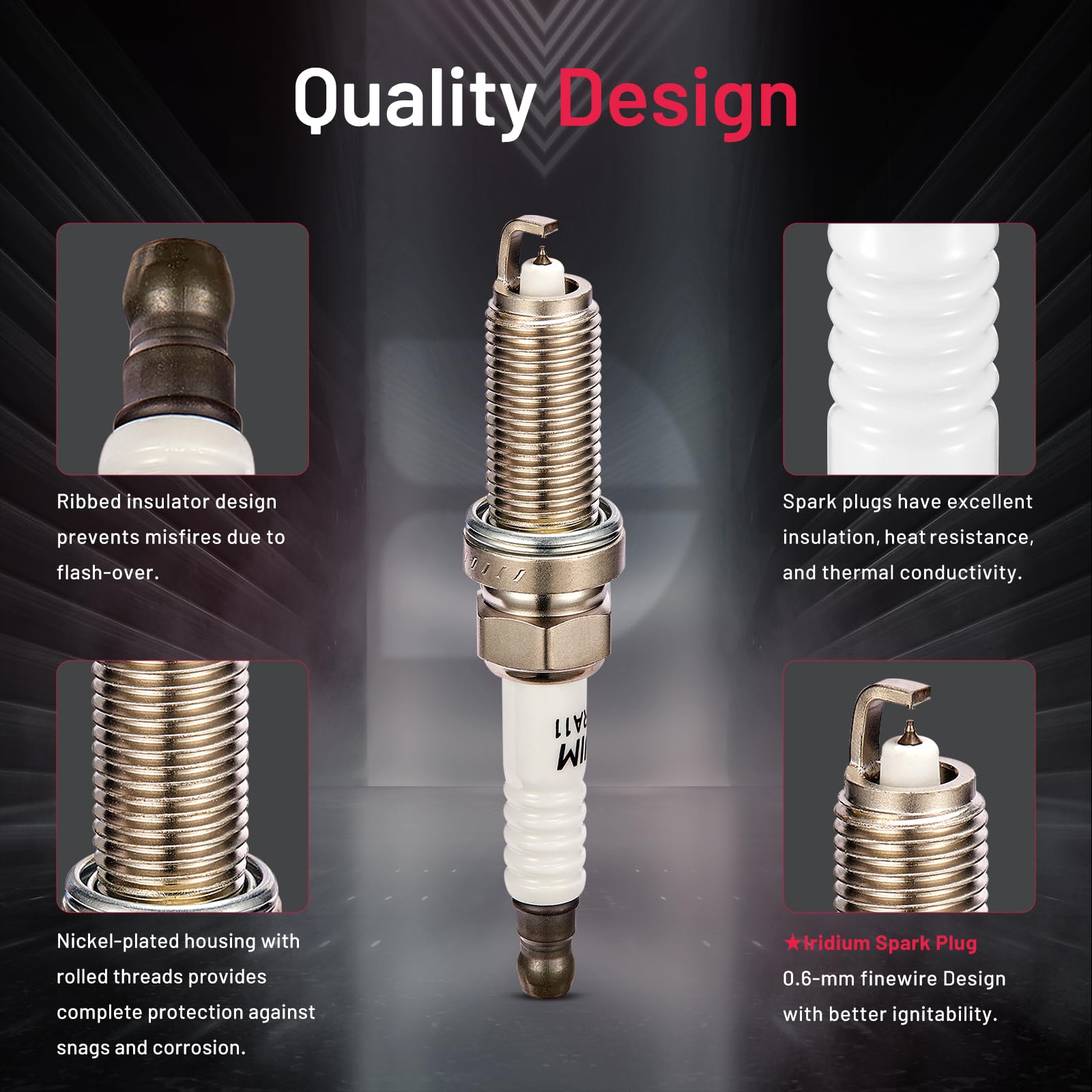 Bdfhyk Set Of 4 Double Iridium Spark Plug Compatible With 2009-2019 Nissan 2007-2019 Infiniti 2009-2012 Suzuki Replacement For 9