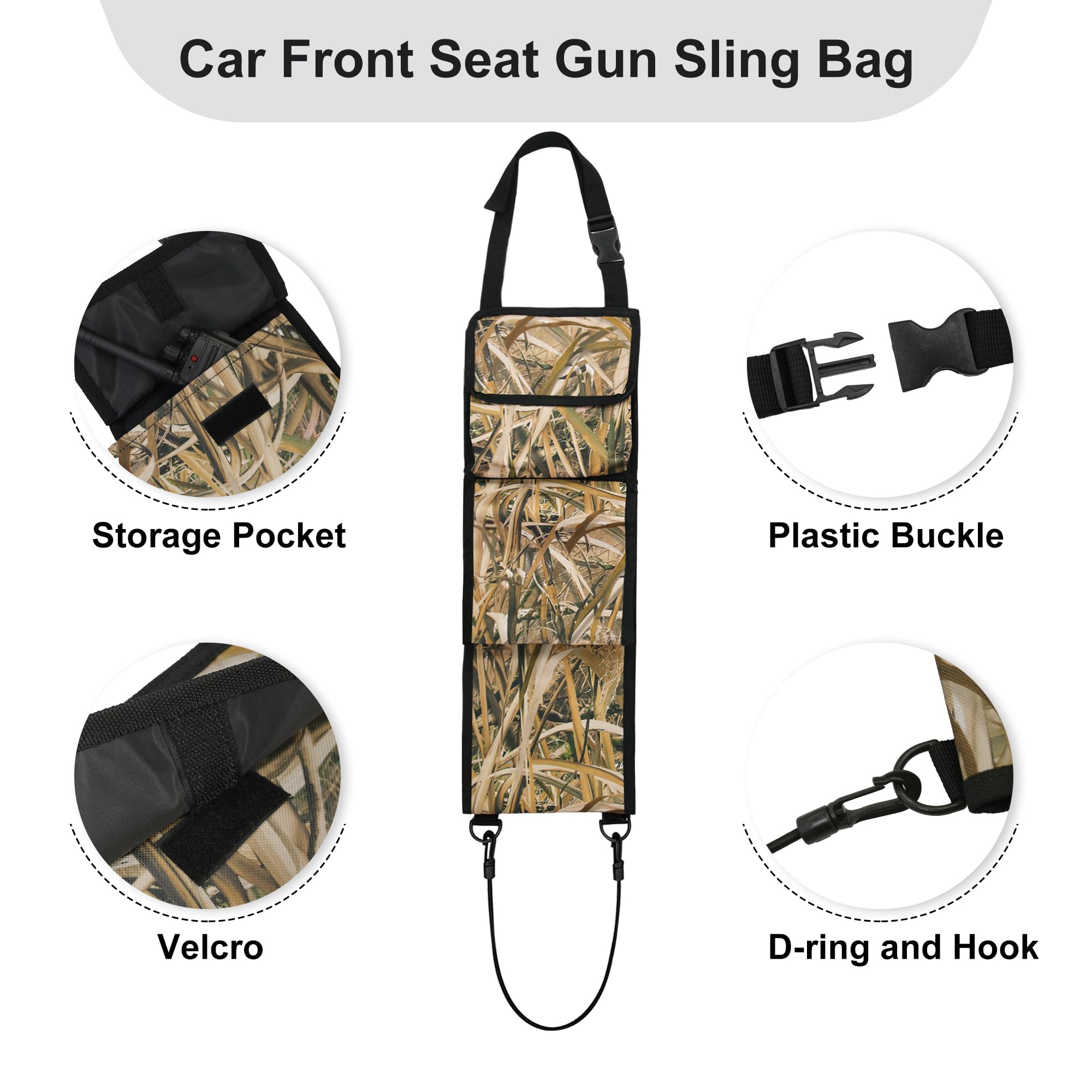 MYDAYS Seat Back Gun Rack, Gun Sling Bag, Camo Front Seat Gun Organizer Holder for Hunting Rifles/Shotguns (Camo4)