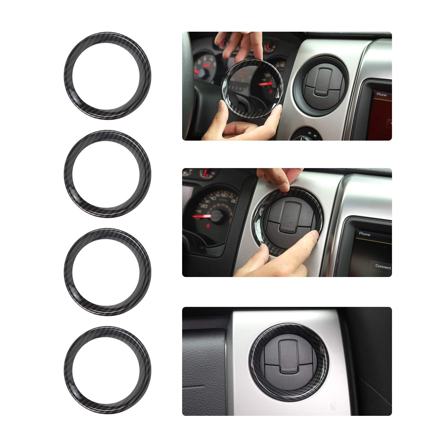 Voodonala For Ford F150 Air Conditioner Vent Outlet Frame Cover Trim For F150 2009-2014 (Carbon Fiber)