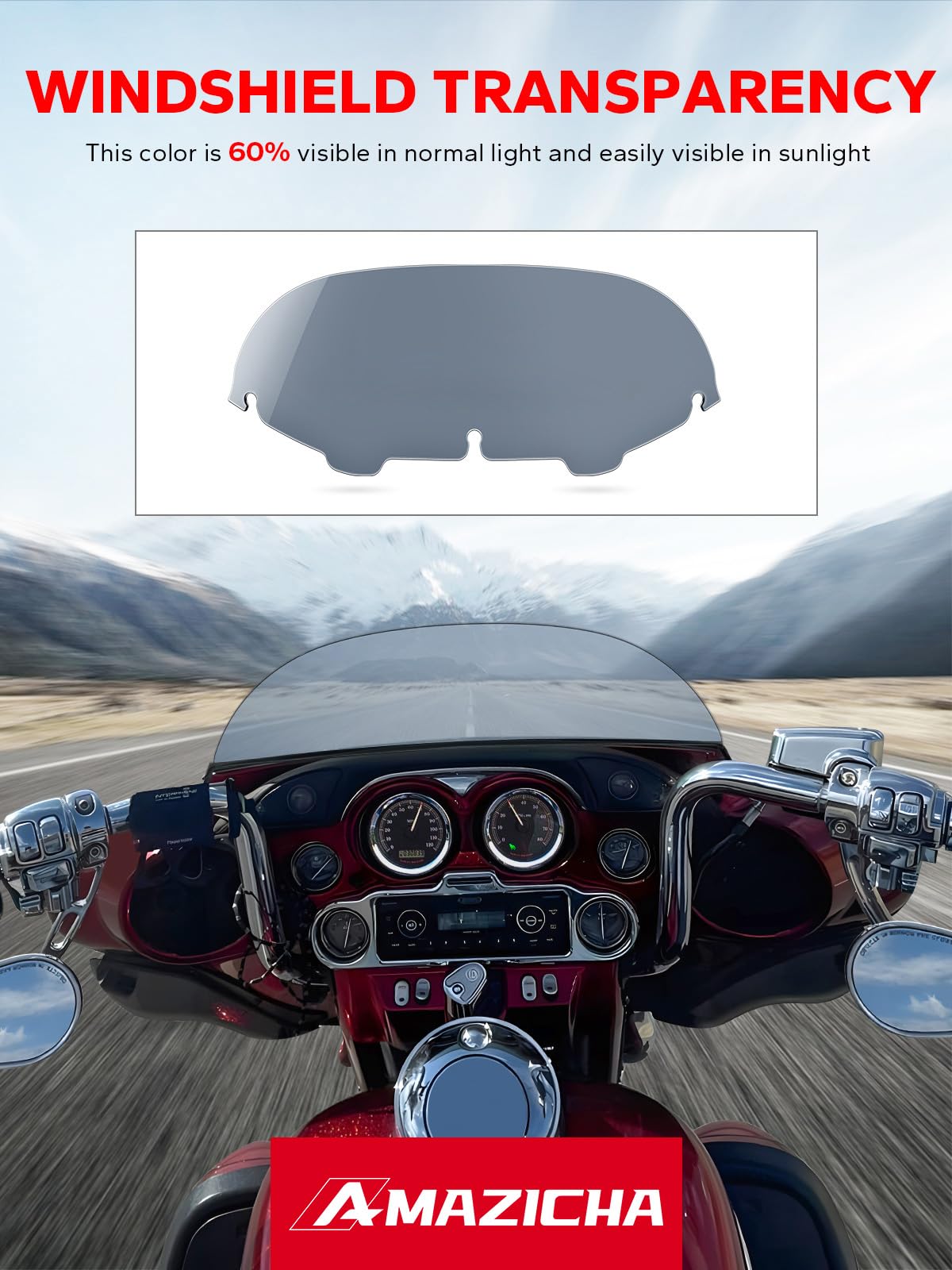 Amazicha 7' Smoke Tint Batwing Windshield Windscreen Wind Deflector 96-13 Compatible For Harley Davidson Touring Electra Street Glide 1996-2013