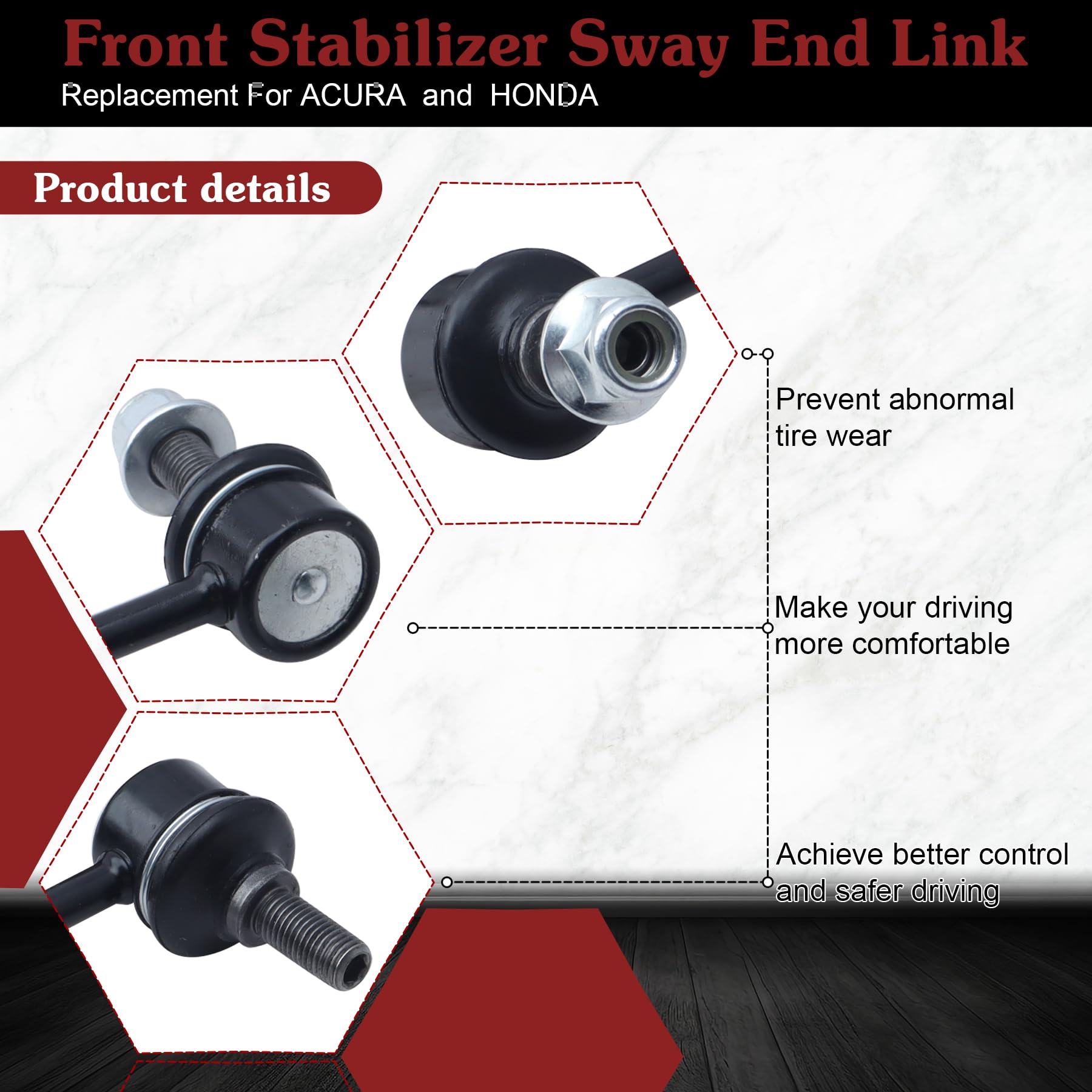 Stiueoav K90340 K90341 Sway Bar Link - Front Stabilizer End Link Compatible With 1998-2002 Accord?1999-2003 Tl?2001-2003 Cl