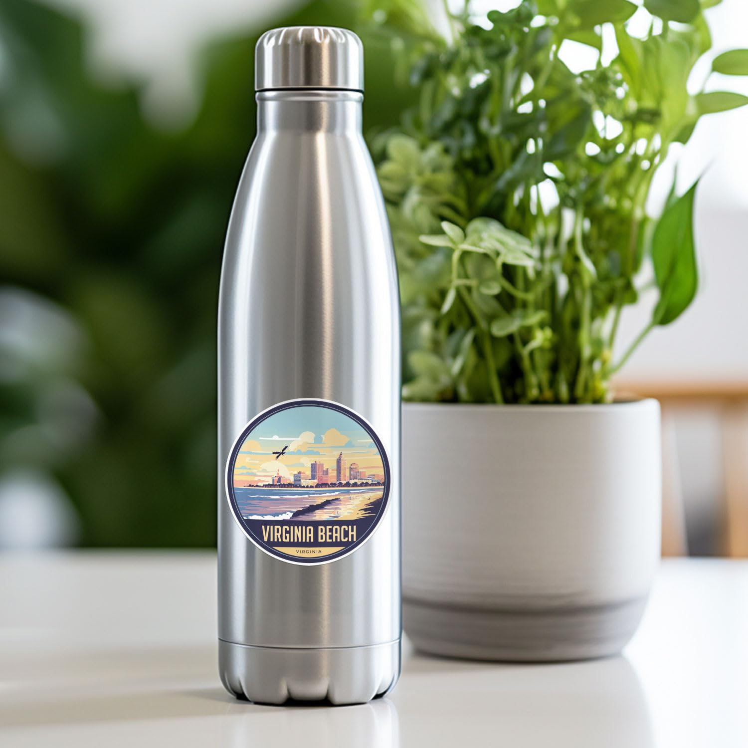 Virginia Beach City Sticker - Waterproof Vinyl Decal for Car Bumper, Laptop, Water Bottle, Wall, and Window, Size - 5'' Longer S