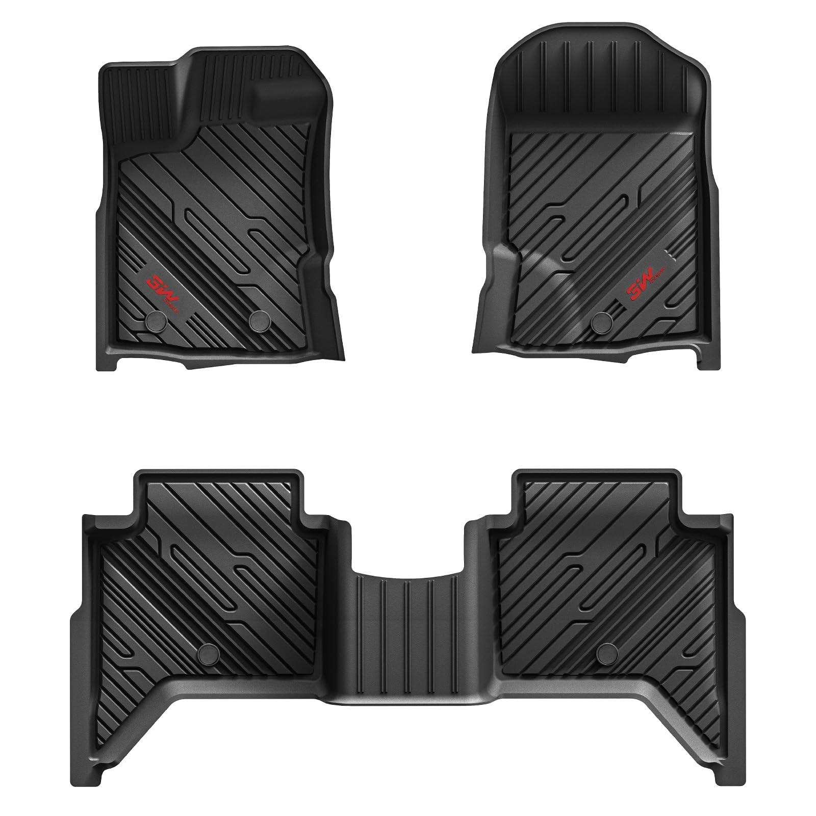 3W Floor Mats Fit For Ford Ranger 2020 2021 2022 2023, Tpe All Weather Floor Liner For Ford Ranger Super Crew Cab,1St & 2Nd Row