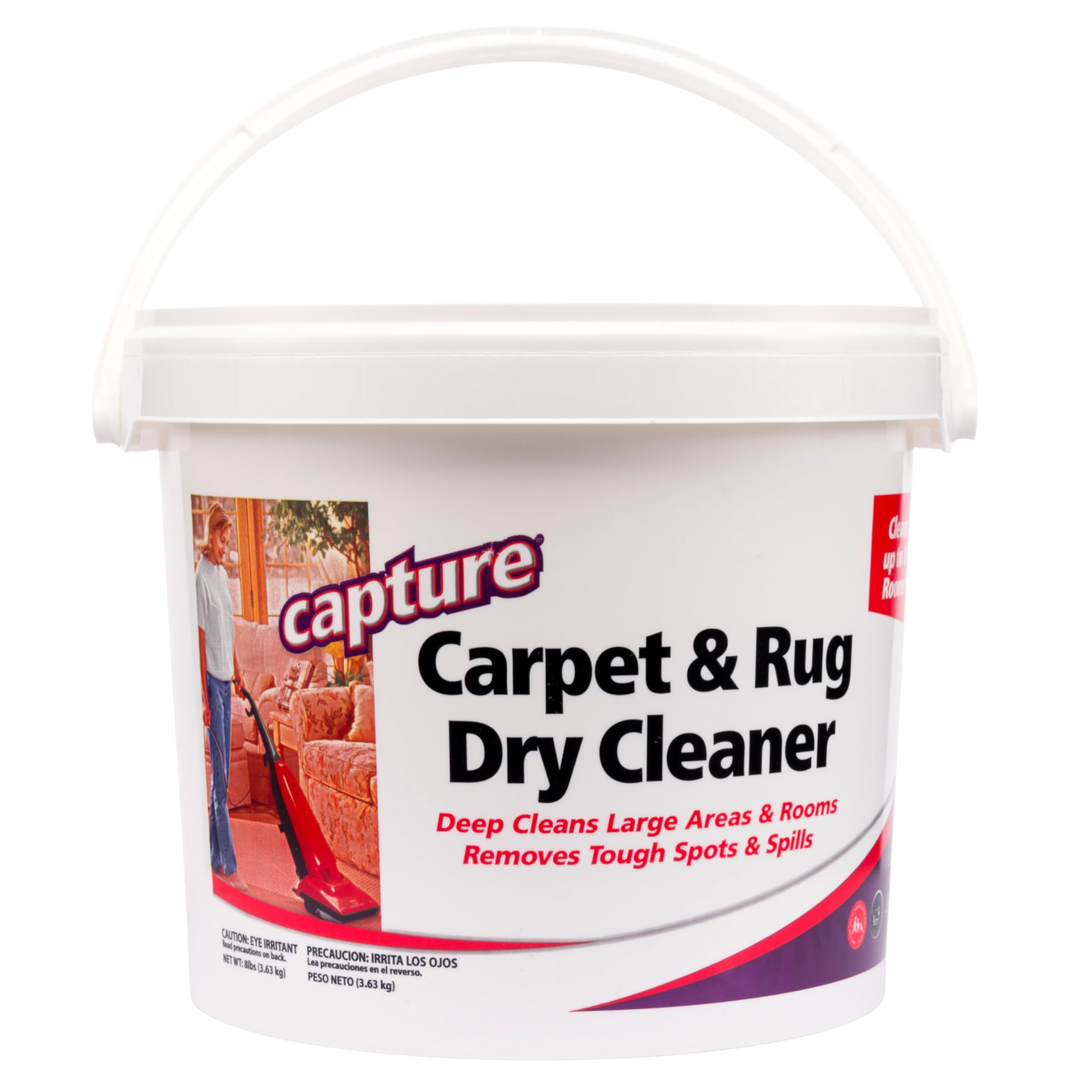 Capture Carpet & Rug Dry Cleaner w/Resealable lid - Home, Car, Dogs & Cats Pet Carpet Cleaner Solution - Strength Odor Eliminator, Stains Spot Remover, Non Liquid & No Harsh Chemical (8 Pound) -Like New
