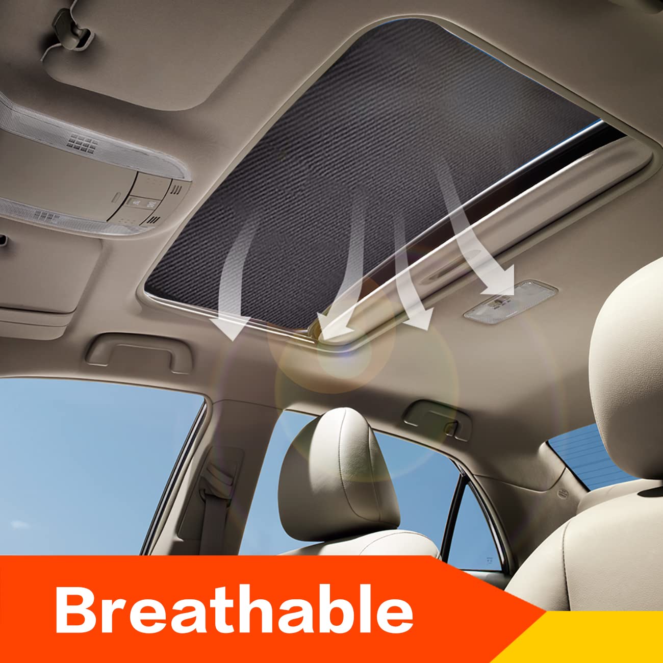 Vargtr Car Sunroof Sunshade,Sun Shade Magnetic Net,Car Roof Cover,Breathable Mesh Magnetic Sunroof Screen,Uv Sun Protection For