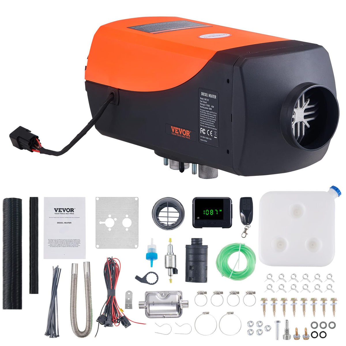 VEVOR Diesel Air Heater, 12V 8KW Diesel Heater with Remote Control and LCD, 10L Fuel Tank Diesel Parking Heater, Rapid Heating a
