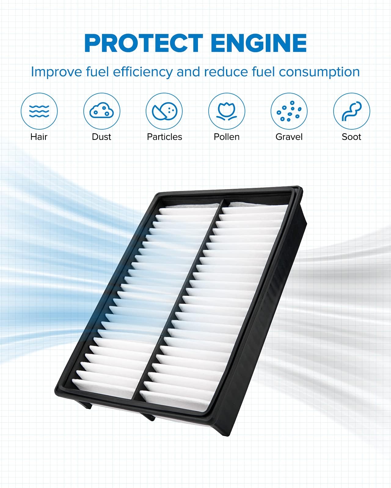 Philtop Engine Air Filter Ca9898 Replacement For Mazda 3 2004-2013, 3 Sport 2009-2013, Mazda 5 2006-2010, 2012-2017, 2.0L 2.3L 2