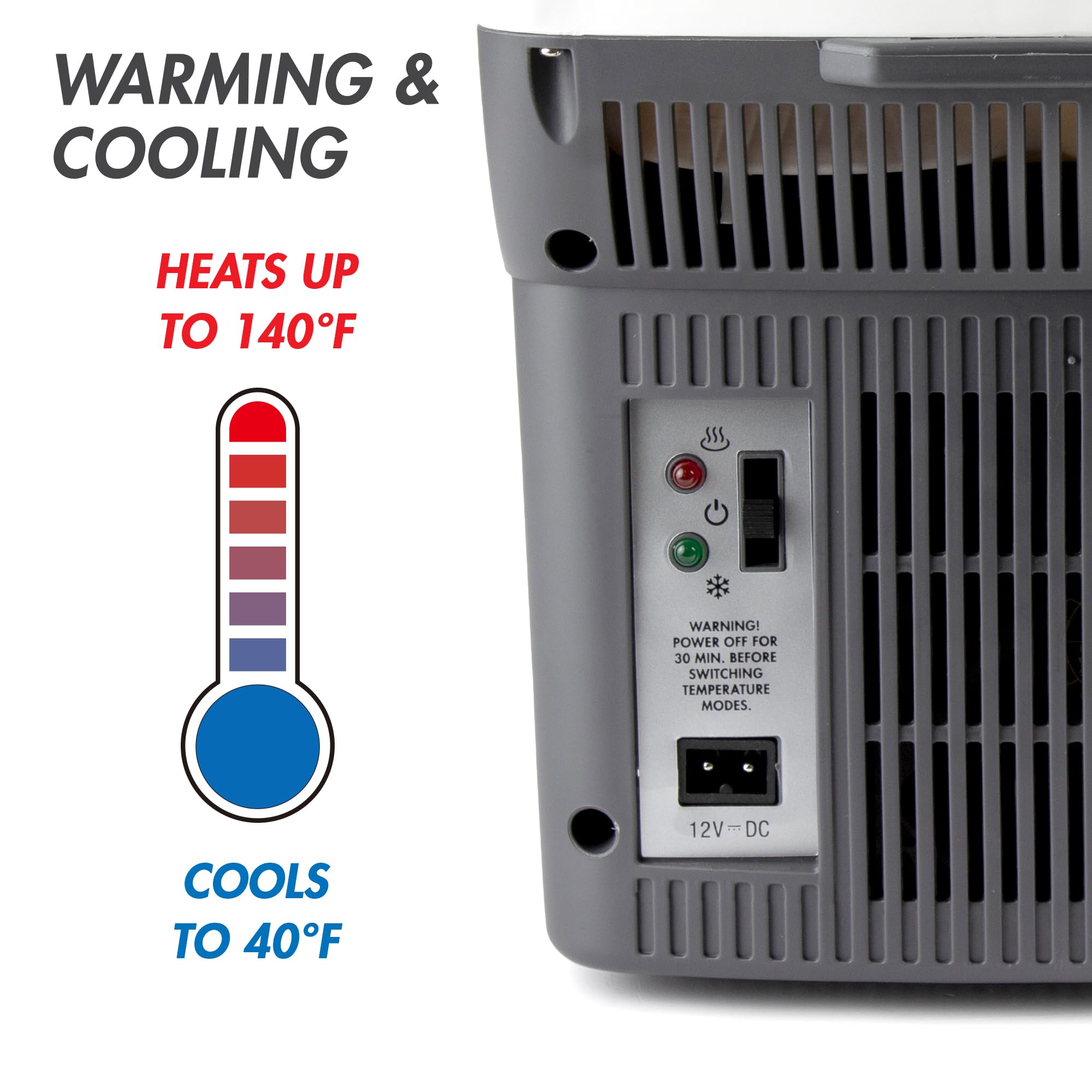 Wagan EL6206 12V 6 Quart Personal Thermoelectric, 6 Liter Capacity, Portable Electric Cooler Warmer with 12/24V DC, Small Fridge