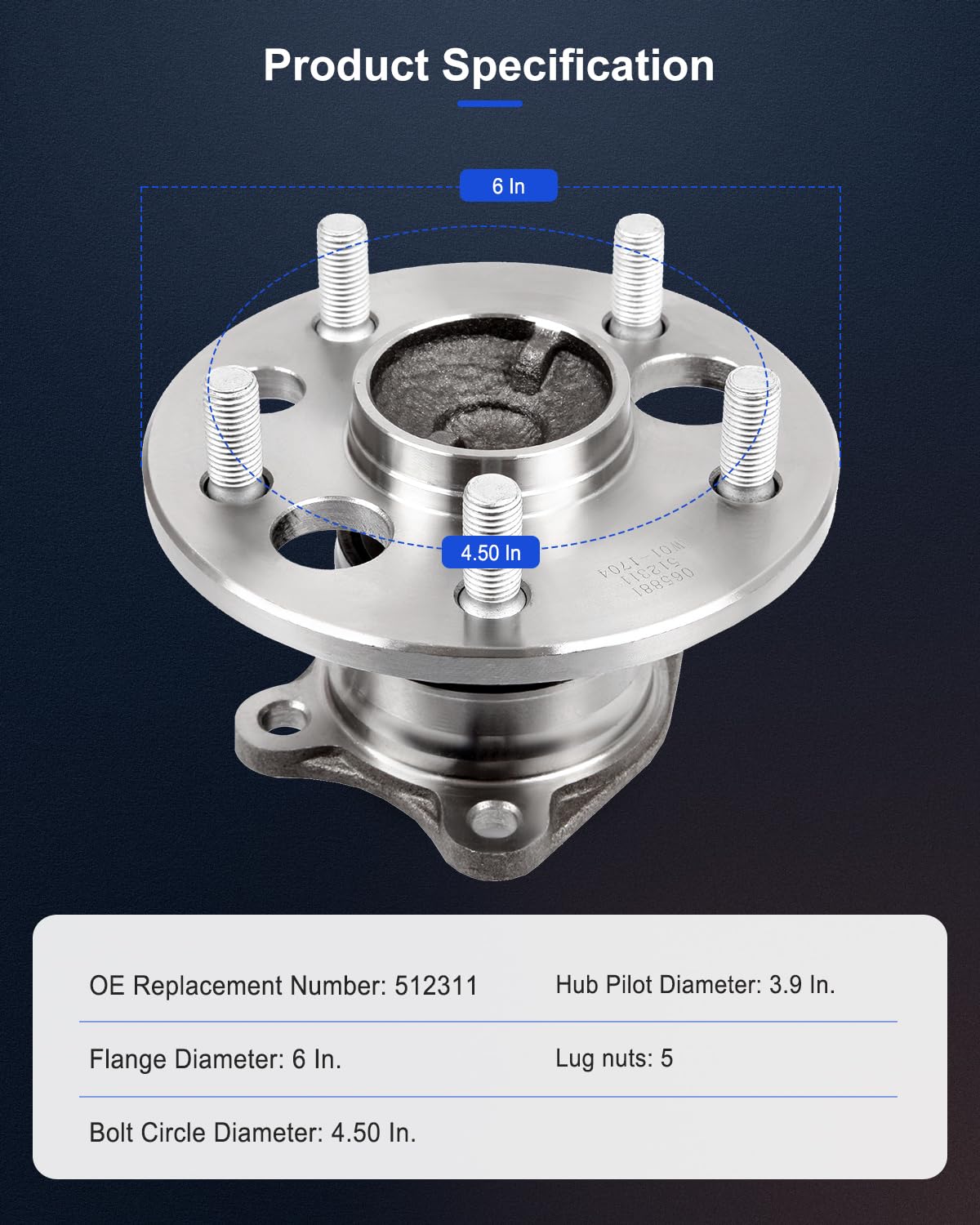 ECCPP Replacement for Pair of 2 New Complete Rear Wheel Hub Bearing Assembly 5 Lugs for 1999-2004 Toyota 512311 x2