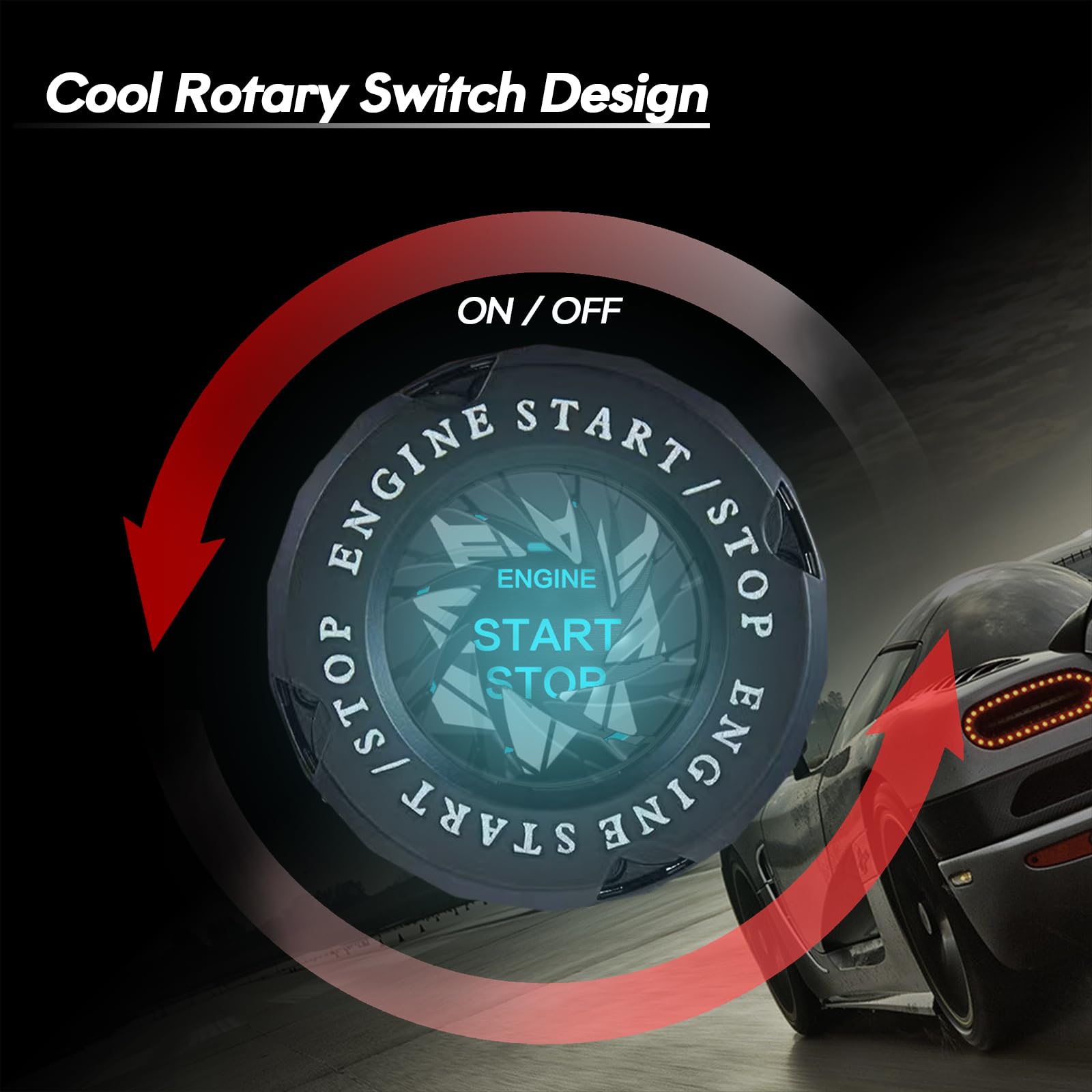 Rotary Push Start Button Cover, Universal Car Engine Start Button Cover, Car Stickers Interior Decor, Car Accessories Motorcycle