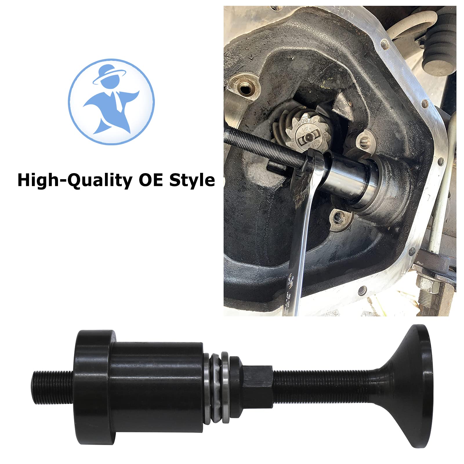 Inner Axle Side Seal Installation Tool Compatible With Dana 30/44/60 Axles Front Differentials. With Thrust Bearing & Flange Nut