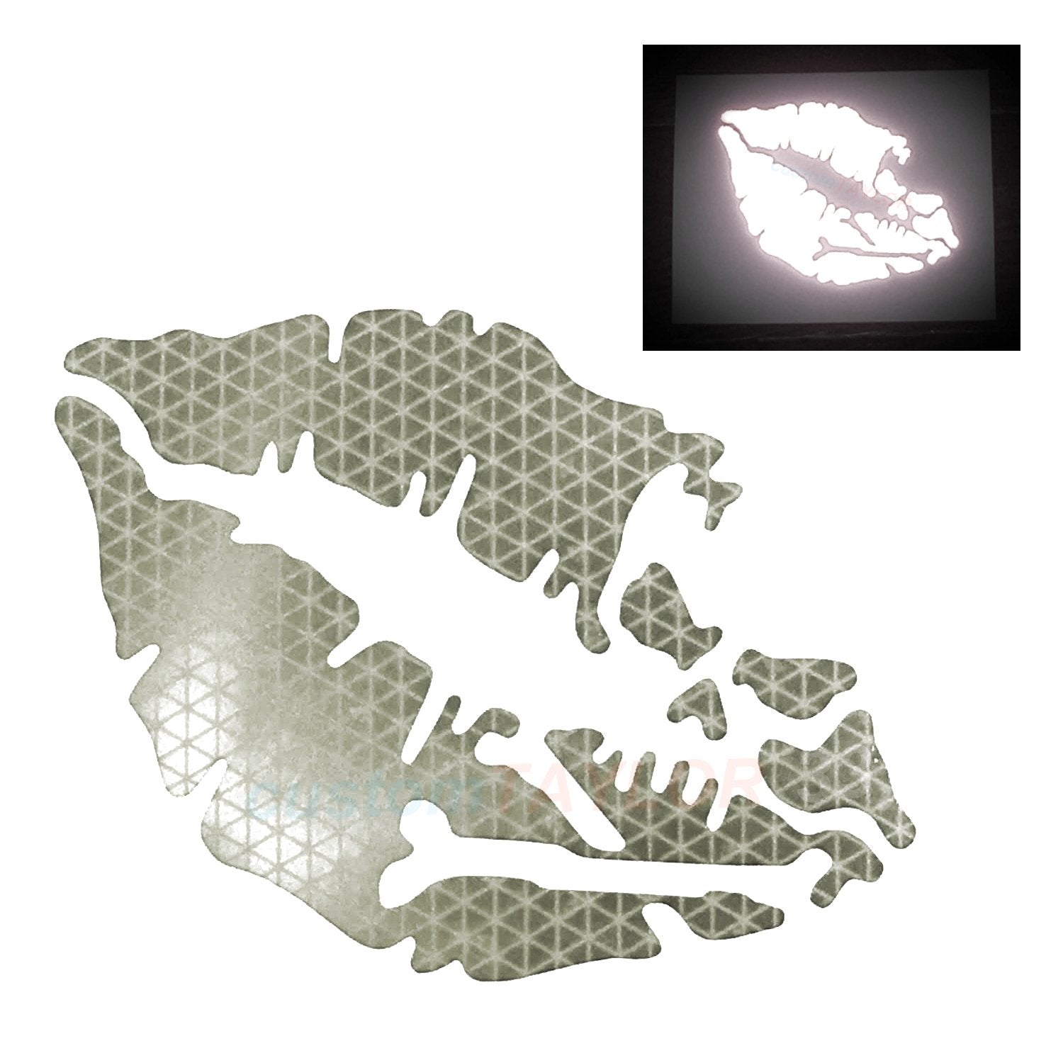 Customtaylor33 High Intensity Reflective Vinyl Death Kiss Skull Crossbones Lips Decal Bumper Sticker - Cars, Motorcycles, Helmets, Wind Screens, Laptops, Cellphones, (White, 6 Inch Wide)