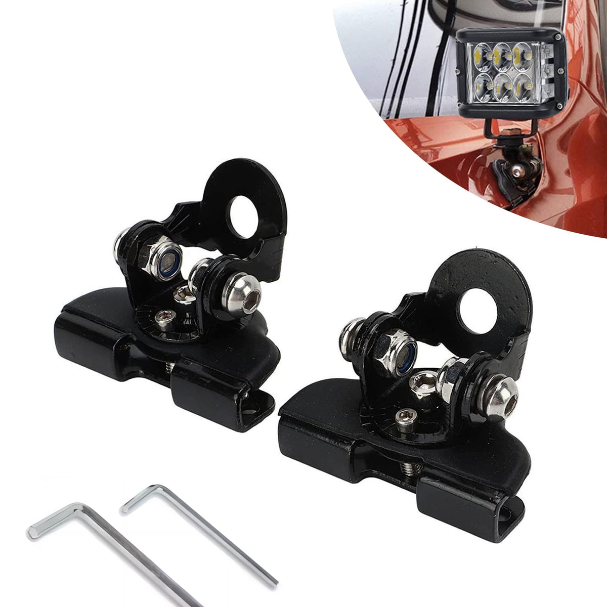 Crynod 2 Pcs Car Hood Light Bar Non-Destructive Fixing Bracket,Adjustable Led Work Light Base Mounting Holder, Safety Cushioning