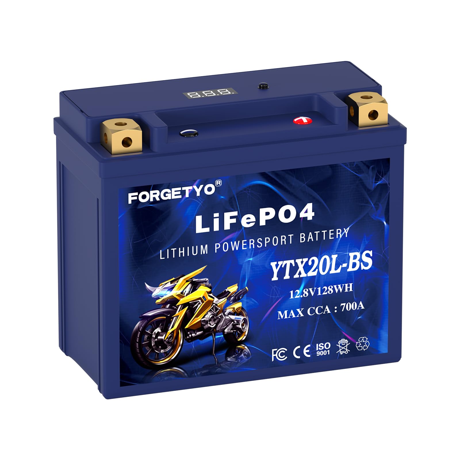 Forgetyo Lithium YTX20L-BS, 700A LiFePO4 Motorcycle Battery, 12V 10AH ATV, UTV, Jet Ski, 4 Wheeler, Snowmobile, Personal Watercr