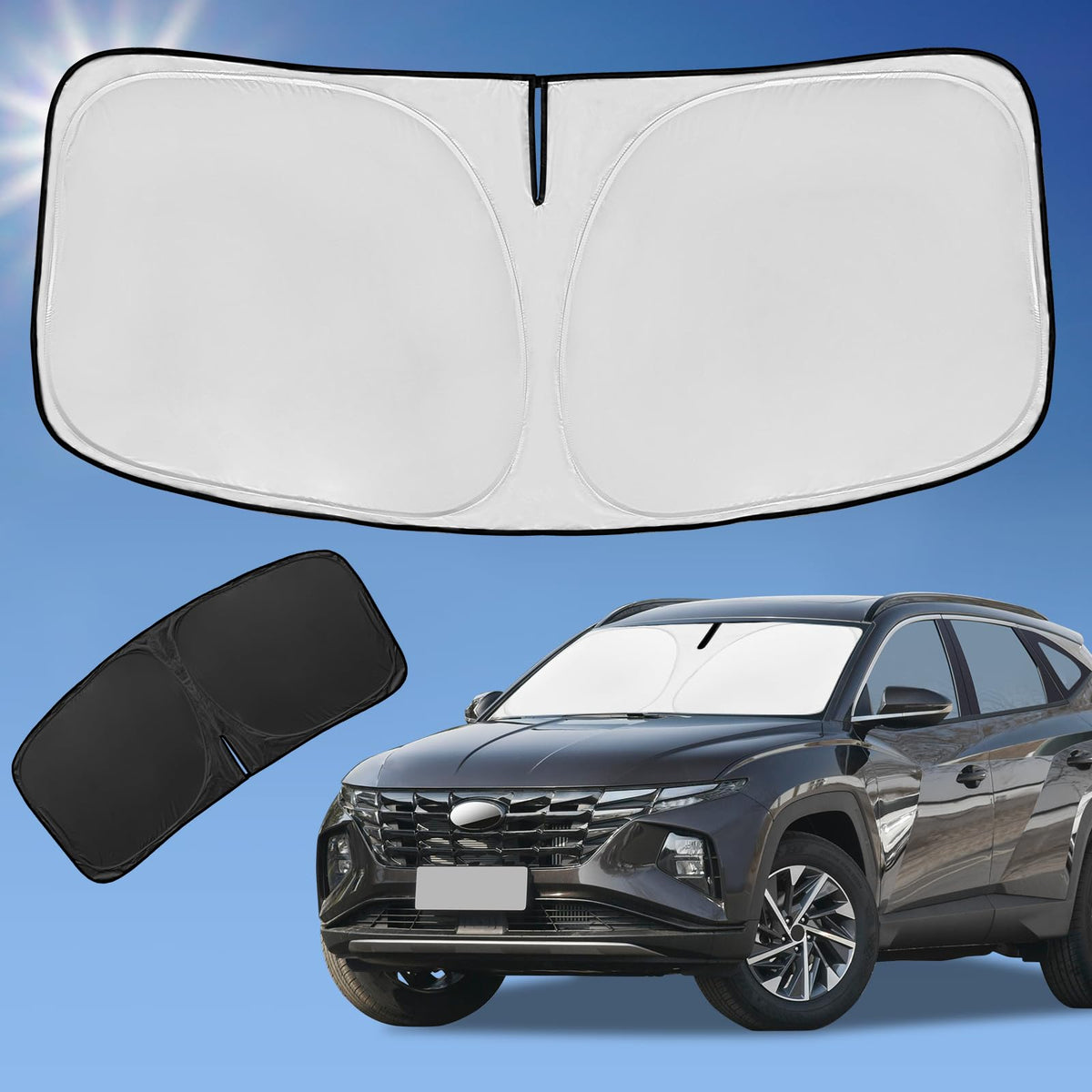 Sun Shade Sunshade for 2025 Hyundai Tucson Windshield Cover,4-Layer Front Window Shade Custom fit Tucson 2022-2024 2025 Sun Viso