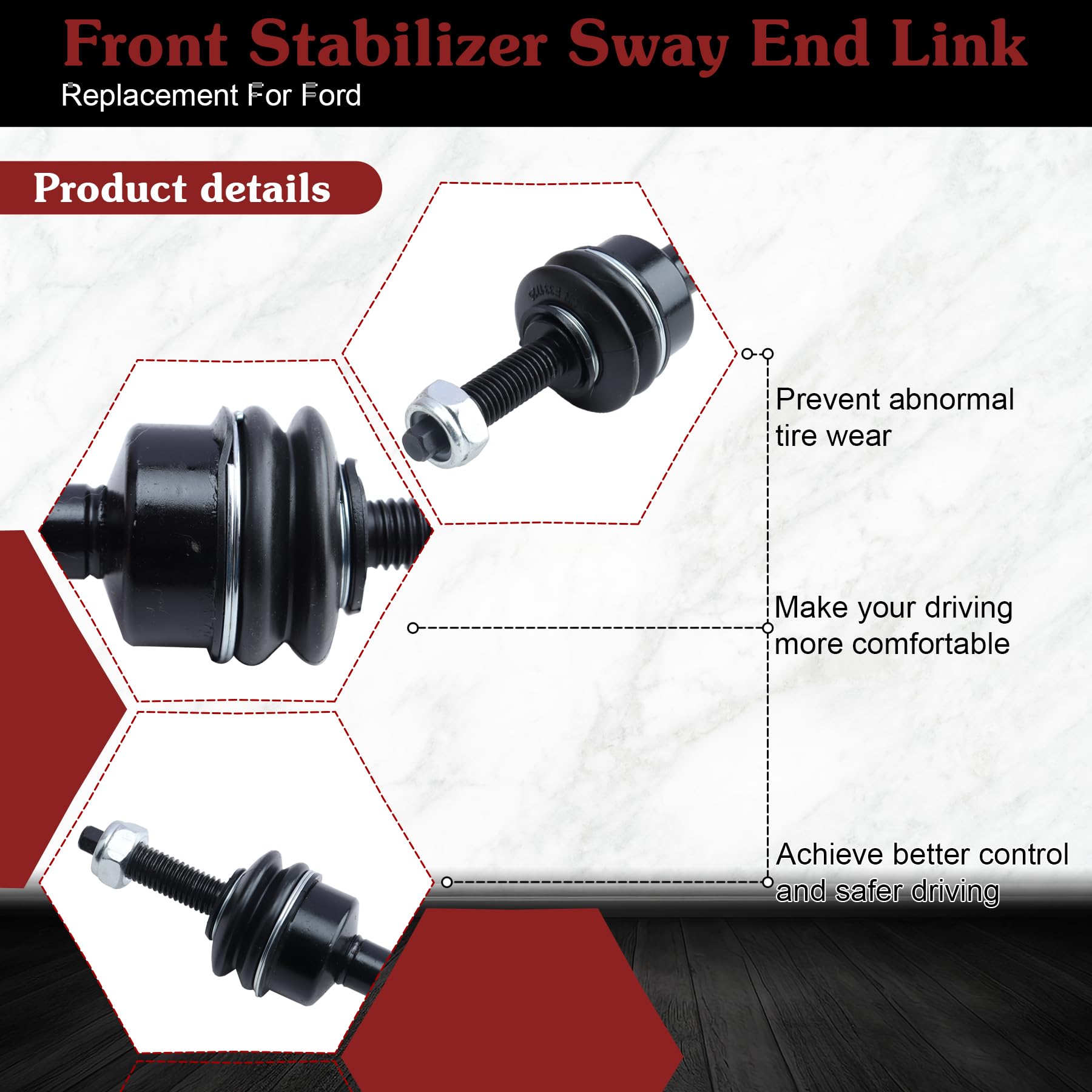 Stiueoav K750362 Sway Bar Link - Front Stabilizer End Link Compatible With 2009-2018 Ford F-150?2010-2019 Ford F-250/F-350/F-450