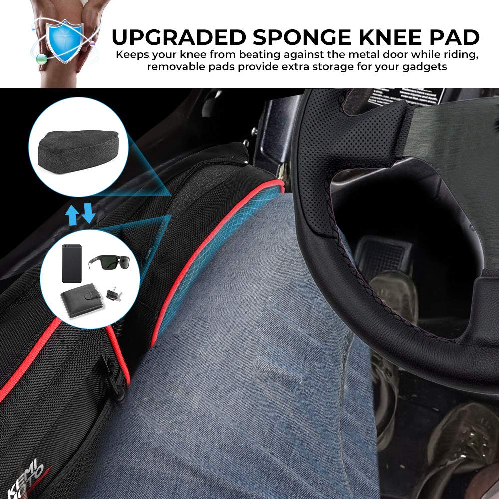 Kemimoto Door Bags Compatible With Rzr, 2023 Upgraded Zipper Storage Bags With Cup Holder And Removable Knee Pad Compatible With