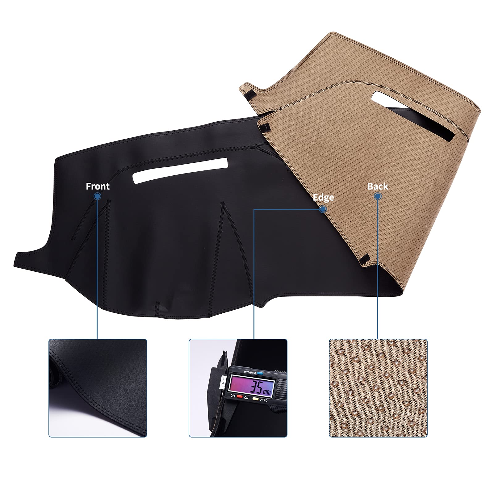 Bdfhyk Dashboard Dash Cover Pu Dash Mat Compatible With 2010-2018 Dodge Ram 1500 2500 3500