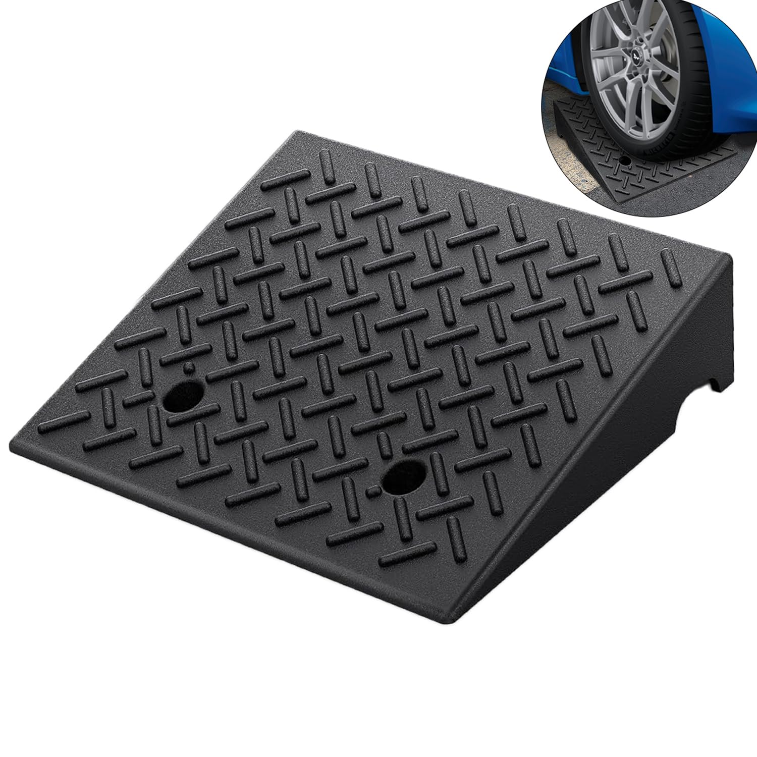 Rubber Curb Ramp 19.6''    19.6''    5'', Heavy Duty Rubber Threshold Ramp, Portable Driveway Ramp for Sidewalk Cars Motorcycles