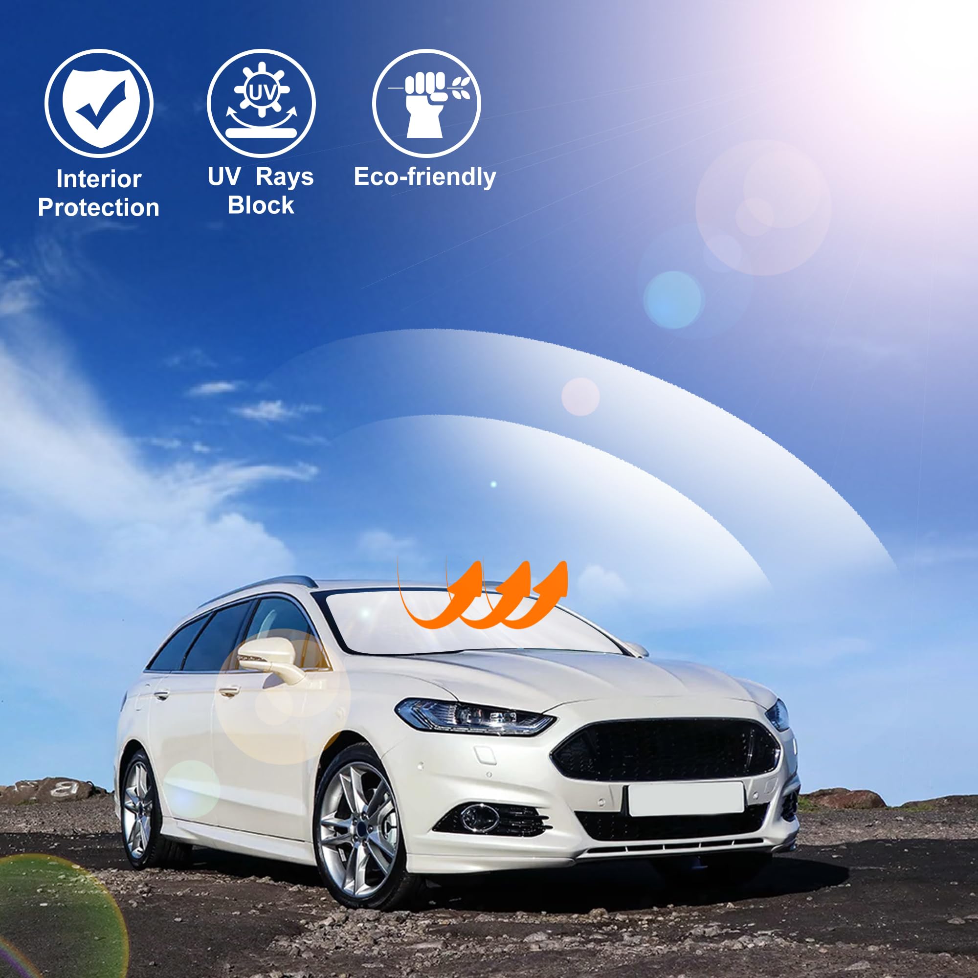 Windshield Sun Shade Window Sun Visor Protector Custom Fit 2013-2021 Ford Fusion Accessories Foldable Sunshade Sun Blocker Keeps