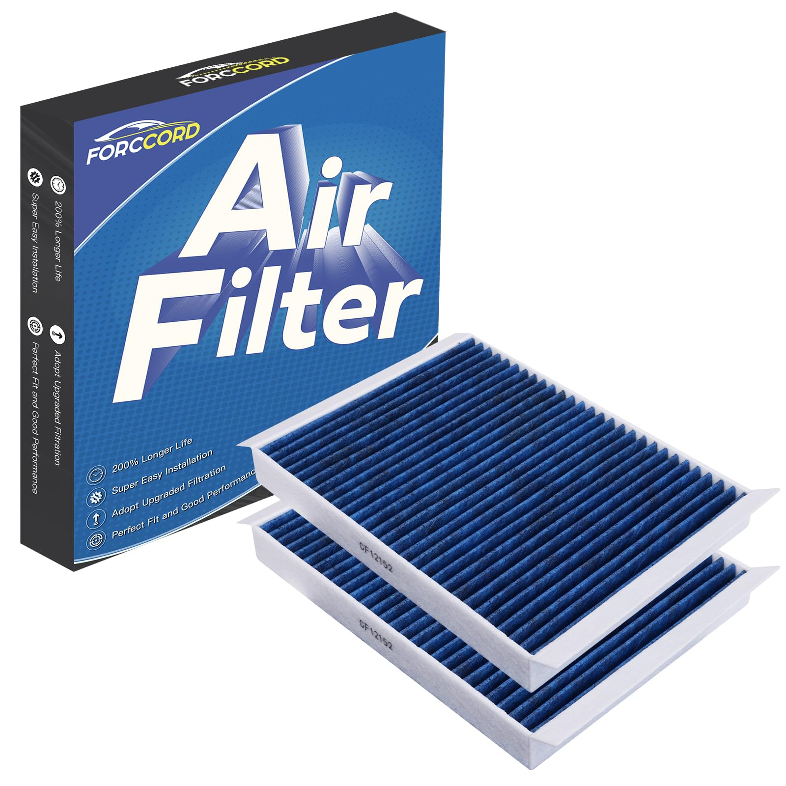 Forccord 2-Pack Cabin Air Filter Fits For Ford Mustang 2023 2022 2021 2020 2019 2018 2017 2016 2015 Activated Carbon Cabin Filte