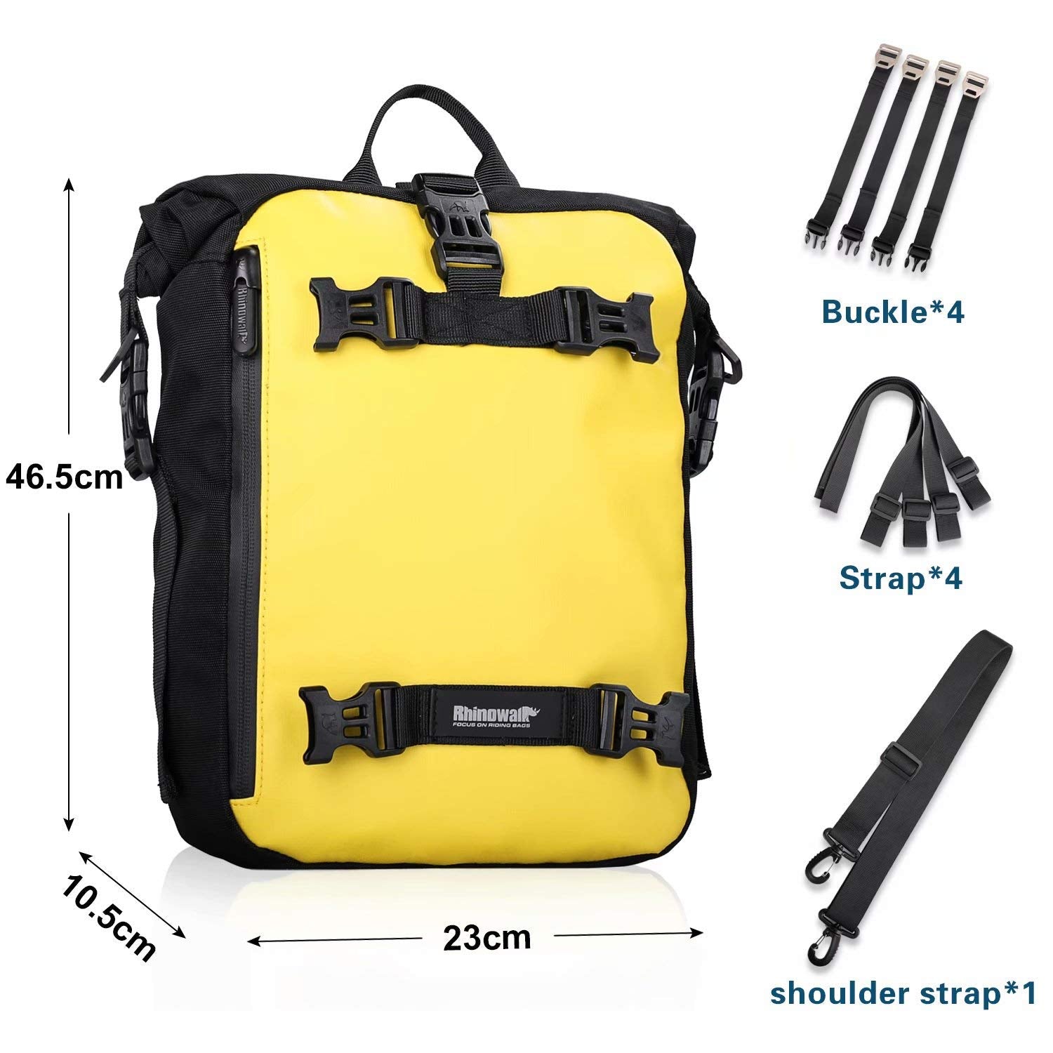 Rhinowalk Motor Pannier Bag 10/20/30L Multifunctional Waterproof Rear Rack Trunk Motorcycle Seat Bag (Yellow-10L)