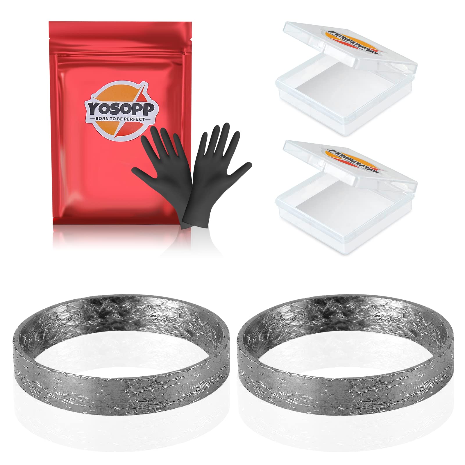 Yosopp Cone Exhaust Gasket For Harley, Made Of Graphite & Steel Mesh - Fits 1984-Later Most Harley Davidson Bikes: Touring, Sportster, Dyna, Softail (1 Pair 2Pcs)