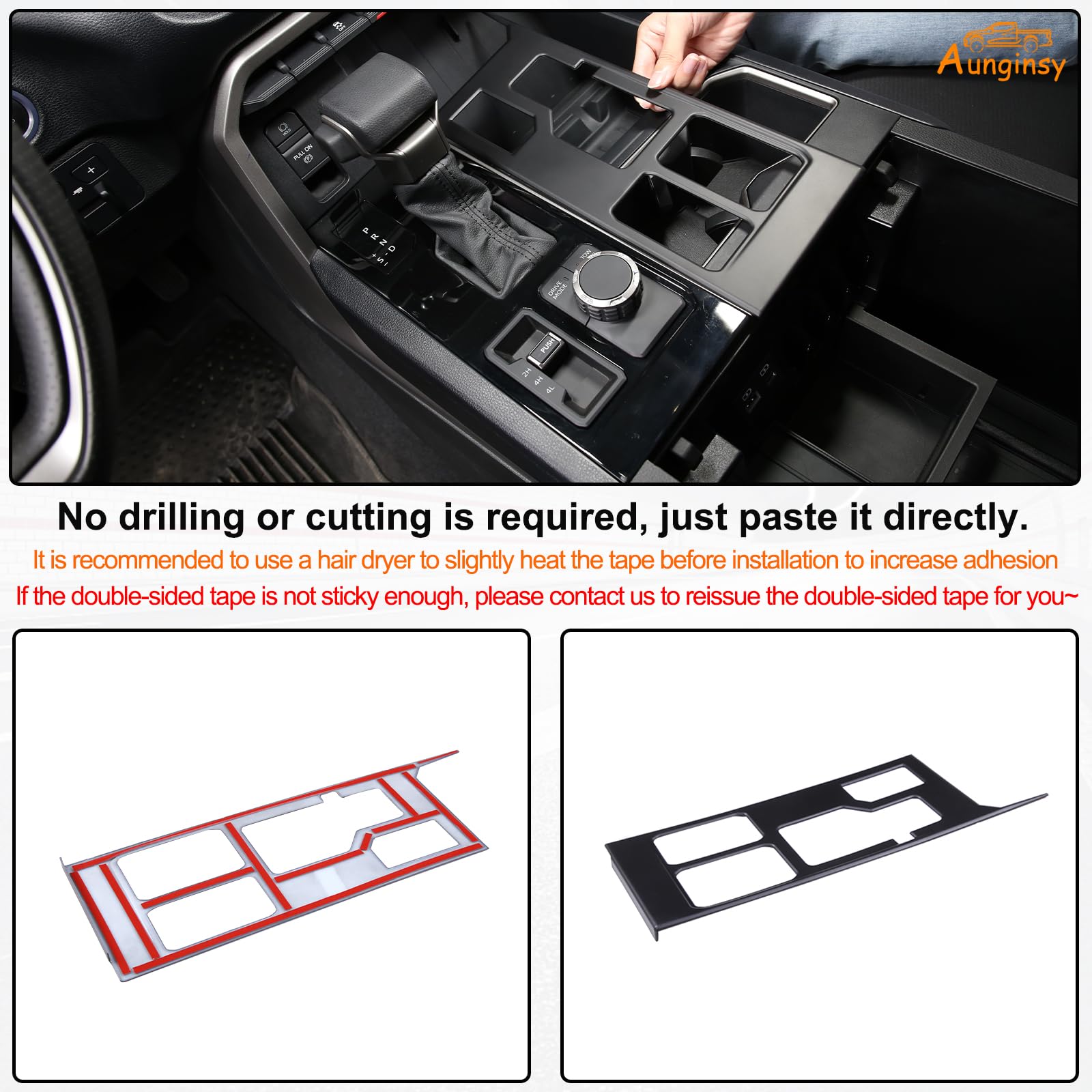Aunginsy Central Control Gear Shift Panel Trim Cover Compatible With Toyota Tundra/Sequoia 2022-2025 Truck Gear Shifter Console Anti-Scratch Panel Frame Decorative Sticker Protection Abs Accessories