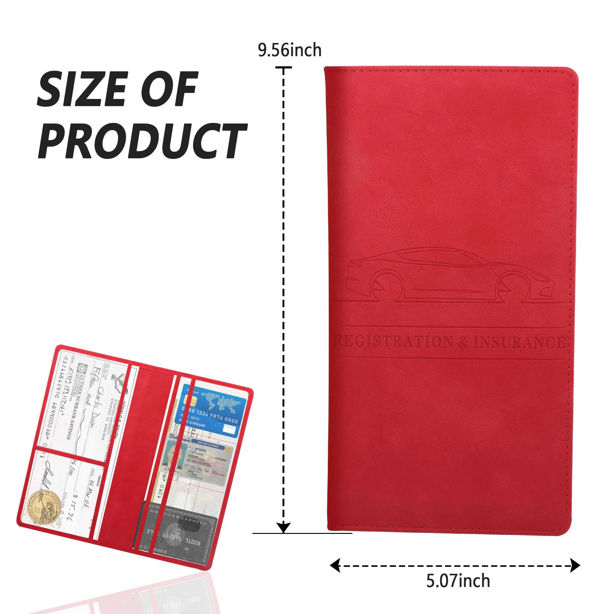 Car Registration and Insurance Holder,PU Leather Car Glove Box Organizer Car Document Holder for ID,Driver's License,Universal C