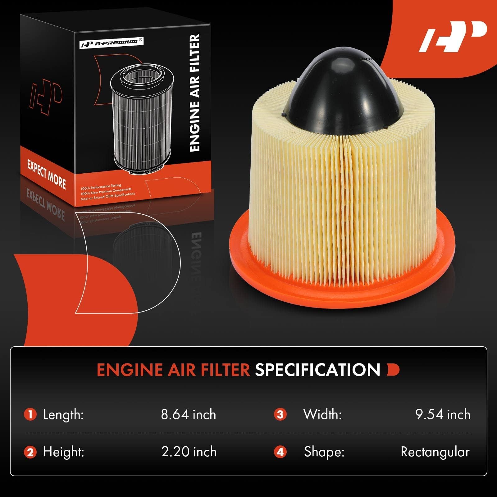 A-Premium Engine Air Filter Compatible With Ford & Lincoln Models - F-150 F-250, F-350 F-450 F-550 Super Duty, Mustang, Expediti