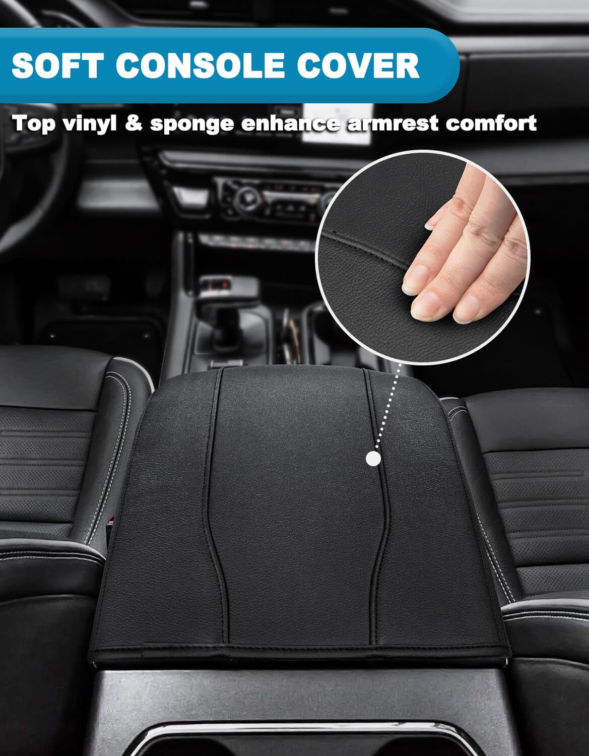 Eaglecover Center Console Armrest Cover for Chevy Silverado & GMC Sierra 2019-2025, Vinyl, Black, Model YFC-236-BK, Scratchproof