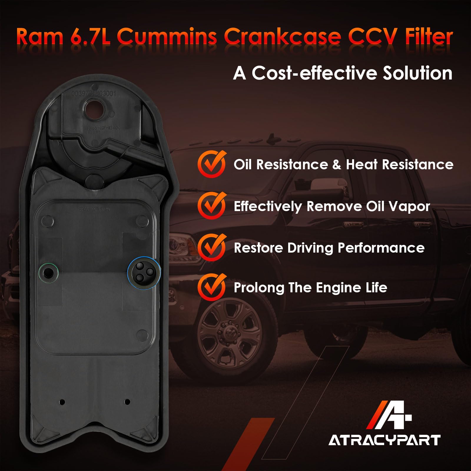 Crankcase CCV Filter Breather Vent Element Replacement for Ram 2500 3500 4500 5500 6.7L & More Replacement# CV52001, 68002433AA,