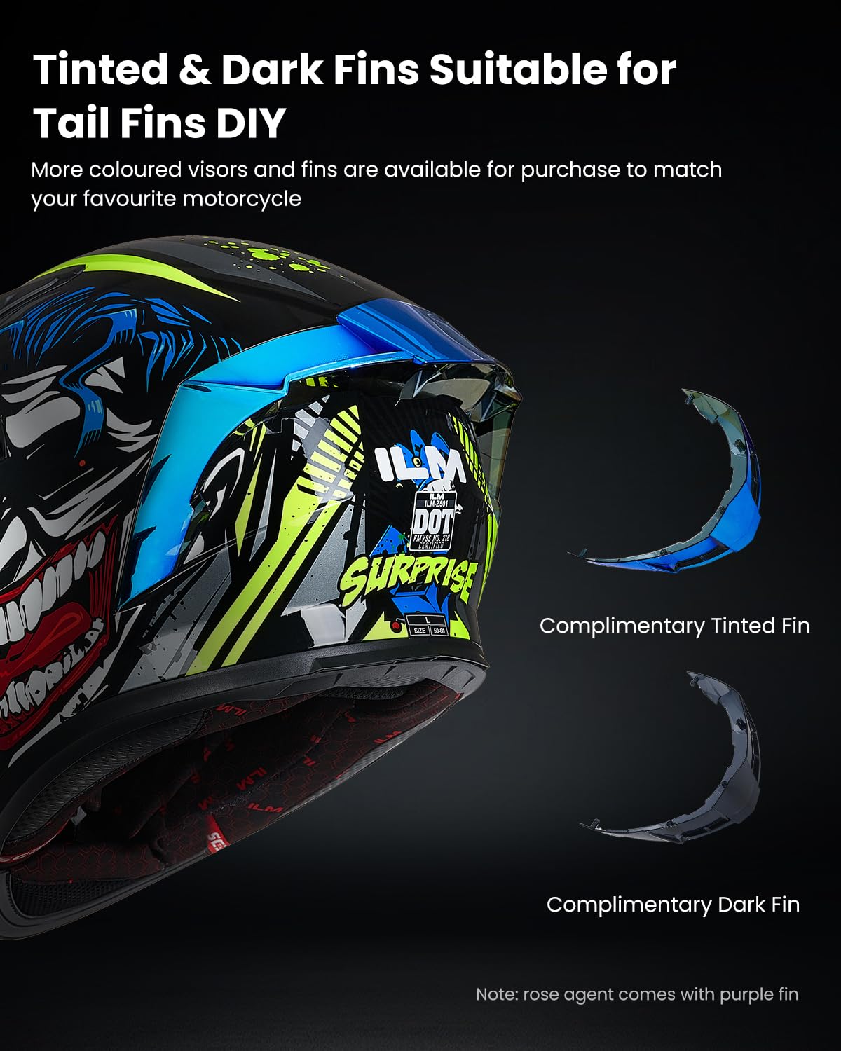 Ilm Motorcycle Helmet Full Face With Pinlock Compatible Clear&Tinted Visors And Fins Street Bike Motocross Casco Dot Model Z501(Surprise Yellow, Xx-Large)