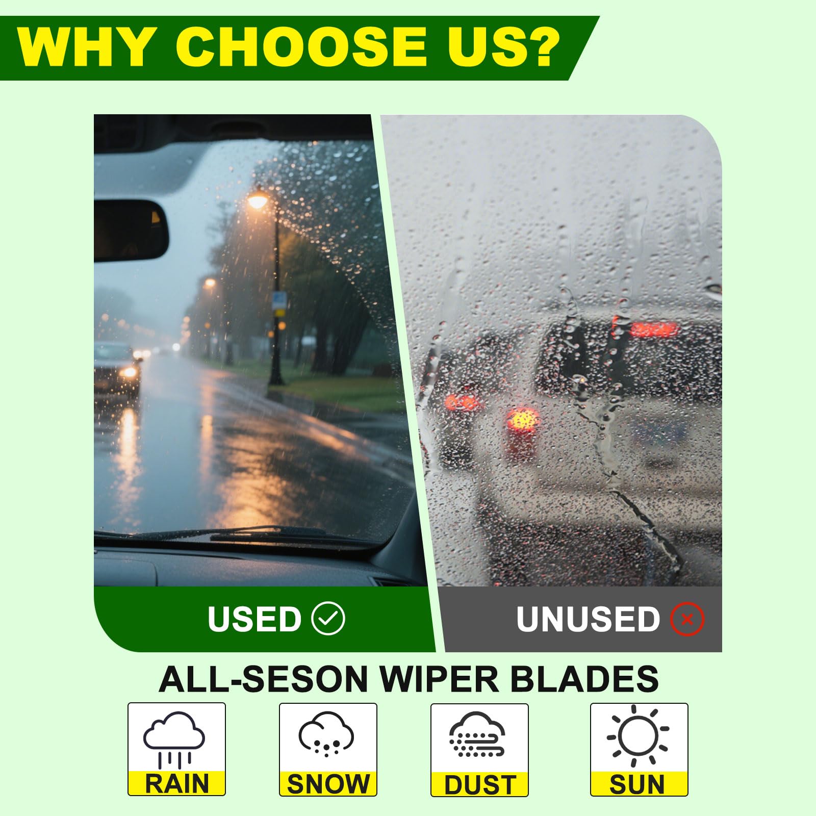 Zixmmo Oem Quality 24In + 21In Premium All-Season Windshield Wiper Blades For Original Equipment Replacement(Set Of 2)