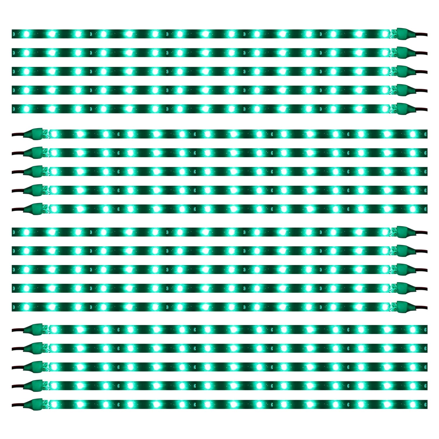 Xtauto Green 12V 15 Led 30Cm Car Flexible Waterproof Underbody Light Strip Pack Of 20