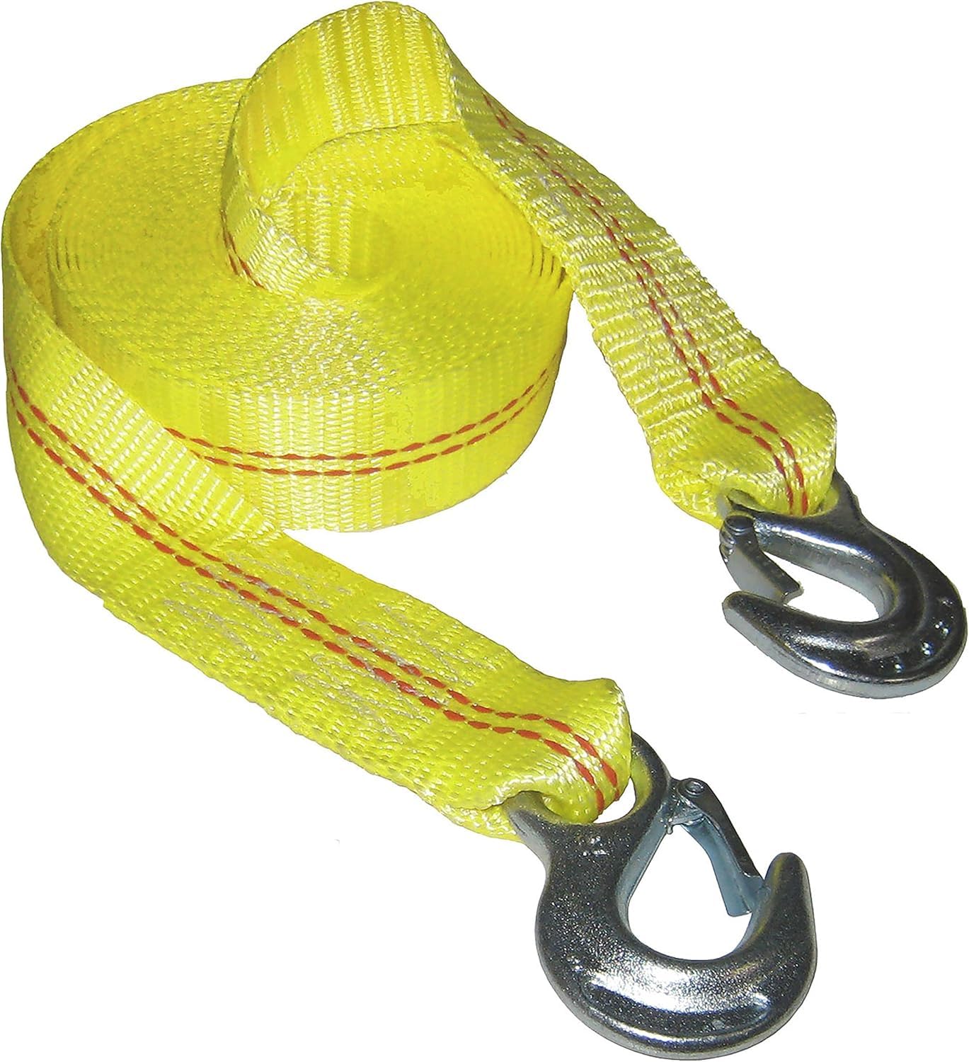 Keeper Tow Straps Heavy Duty With Hooks - 2 X 25' Towing And Recovery Strap, 12,000 Lbs Break Strength - Durable Zinc-Plated Hooks For Emergency Towing Of Cars And Trucks