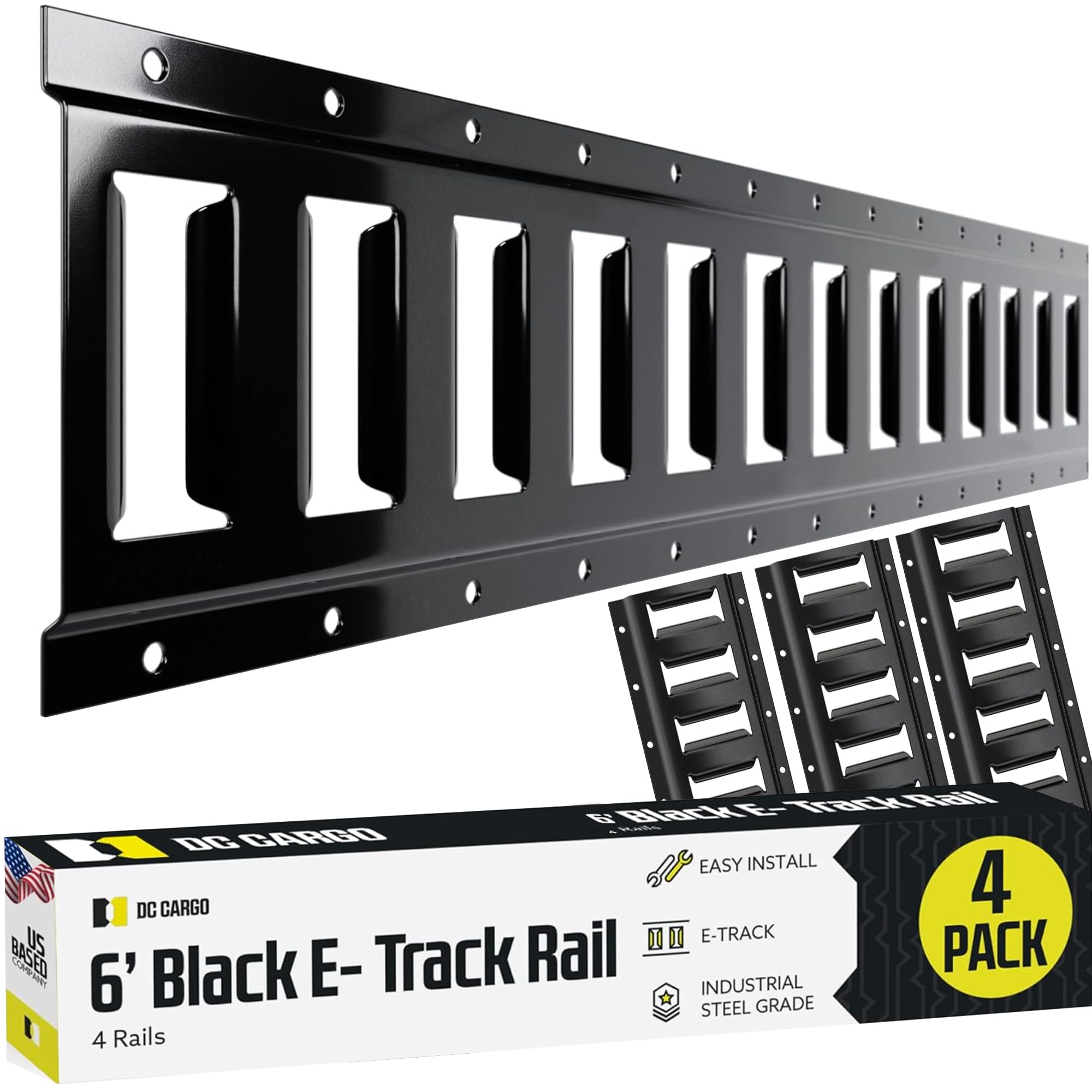 Dc Cargo Mall Indoor E Track Tie Down Rail Kit 6 ' (6 Pack) For Garages, Vans, Trailers, Motorcycle Tie Downs, Atv Mountings - P
