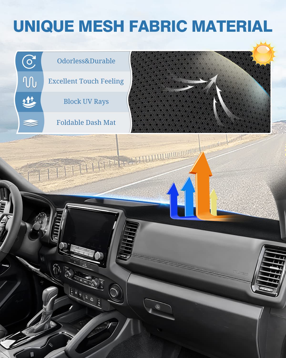 Fiilines Dash Cover Compatible With Nissan Frontier 2022 2023 2024 2025 Dashboard Mat Frontier Accessories Dashboard Cover Sunsh