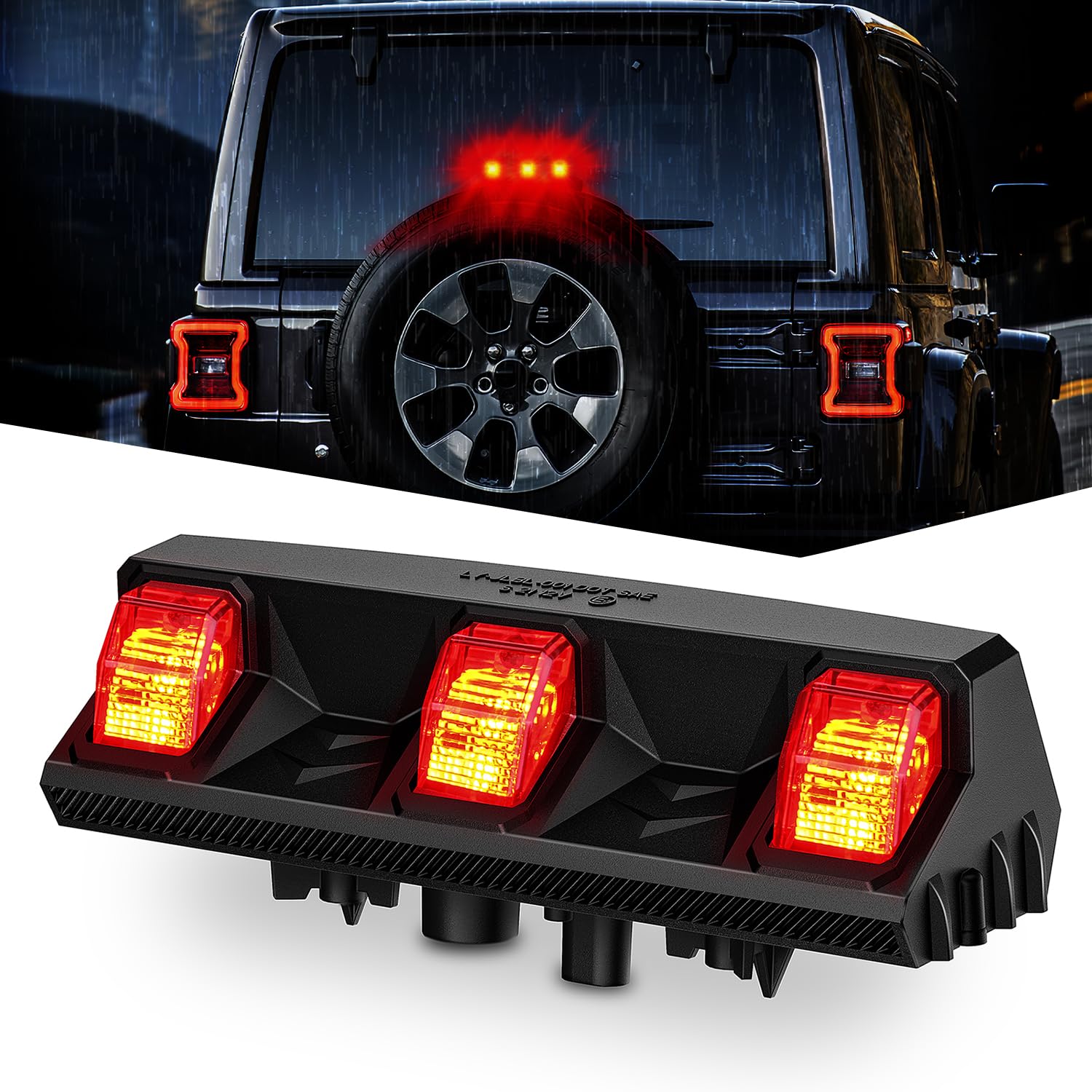 Nilight Third Brake Light Tail High Mount Stop Upgrade 3Rd Stop Lights Replacement For Jeep Wrangler Jl Jlu 2018-2023