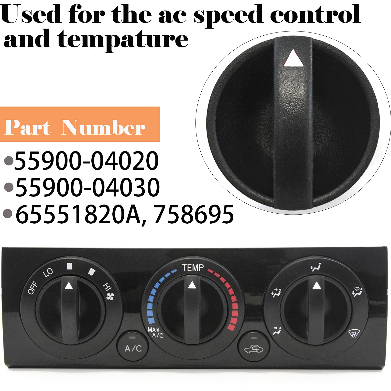 Tacoma Hvac Heater Control Knob Compatible With 2005-2011 Toyota Tacoma Dials Blower Temperature Air Flow Control Switch Knob 65551820A 758695