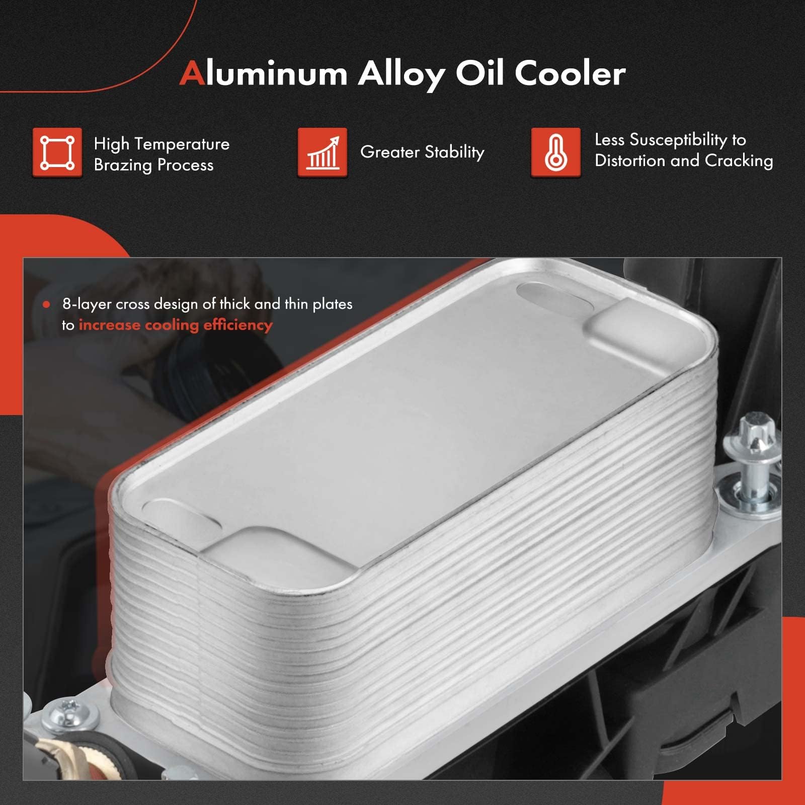 A-Premium Engine Oil Cooler and Oil Filter Assembly Adapter w/Gaskets w/Cap Compatible with Chevy, Pontiac, Saturn Vehicles - 1.