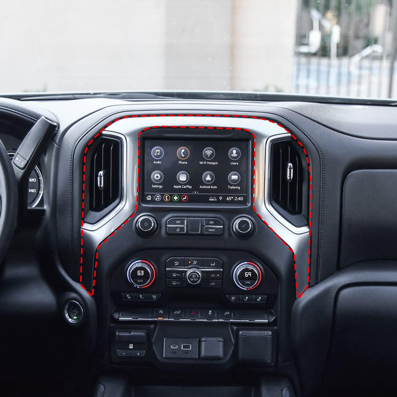 Fewshaw Carbon Fiber Dashboard Trim Kit for 2019-2023 Chevy Silverado/GMC Sierra, 8-Piece Set, Carbon Fiber Pattern