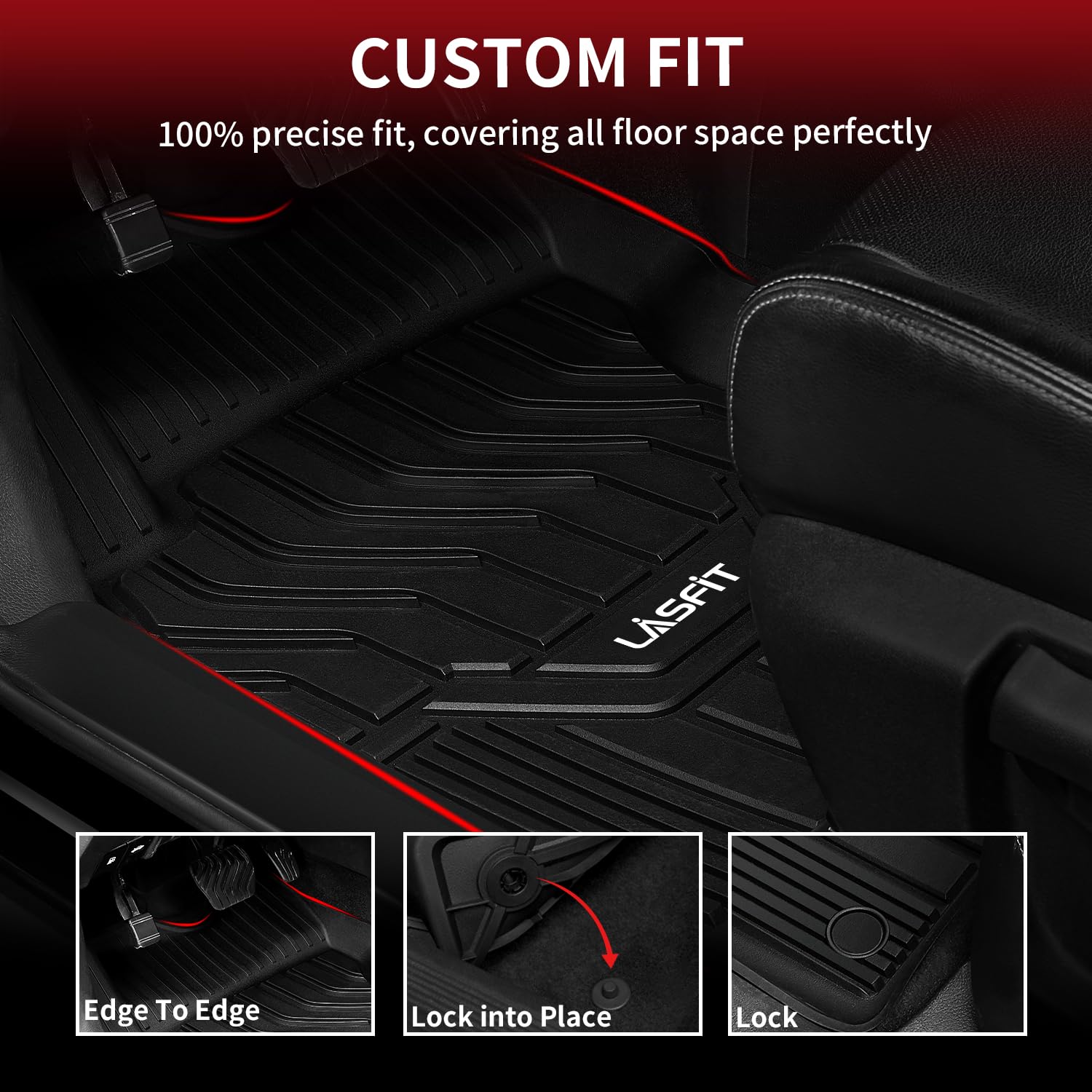 Lasfit Floor Mats For Nissan Rogue 2014-2020 (Not Fit Rogue Sport Or Select), All Weather Tpe Custom Fit Durable Floor Liners Fo