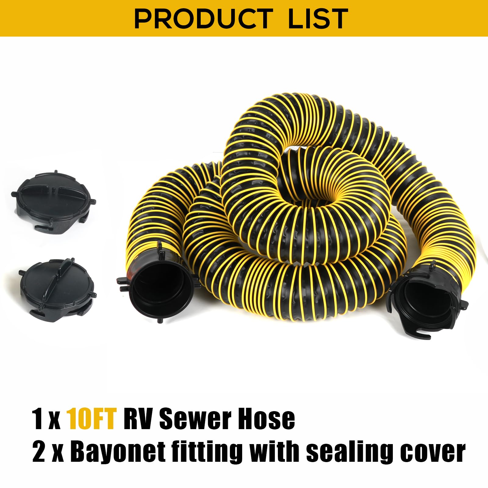 Litbm 10Ft Rv Sewer Hose Extension, 24-Mil Heavy Duty Tpe Material For Abrasion Resistance And Crush Protection, Camper Rv Exten