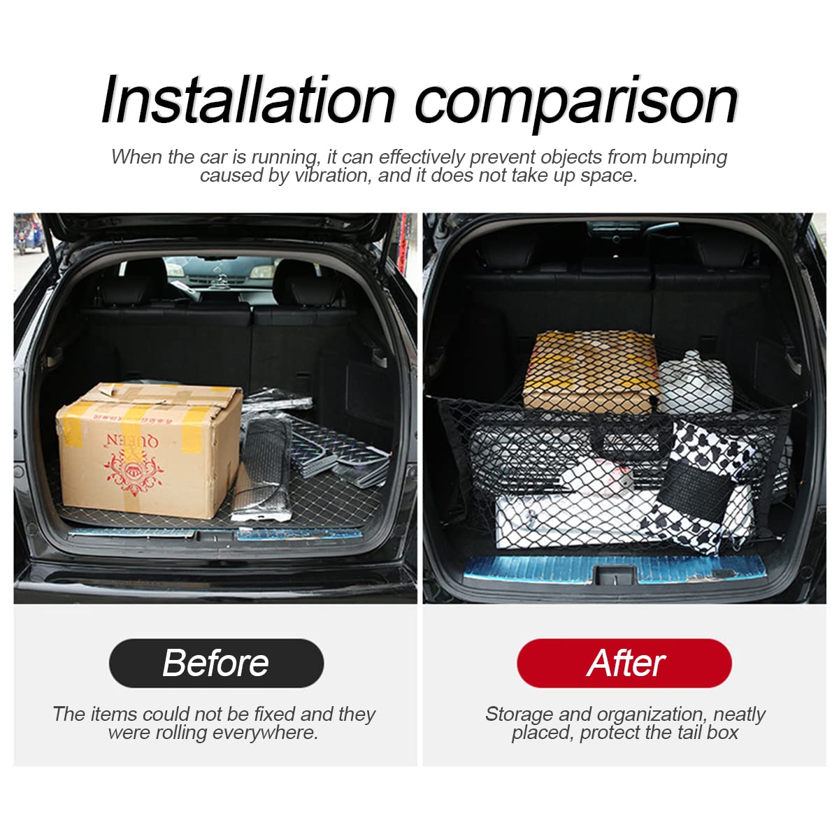 Car Rear Cargo Net, Adjustable Elastic Storage Organizer Net, Trunk Cargo Storage Net, Universal Fit For Car, Vehicle, Suv (43.3