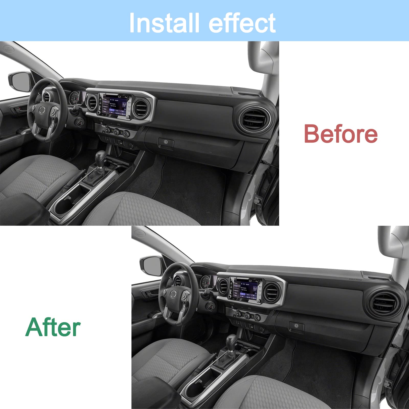 Jdmcar Compatible With Toyota Tacoma Accessories 2016-2022 2023 Premium Aluminum Alloy A/C Vent Ring Outer Trim Decoration Cover