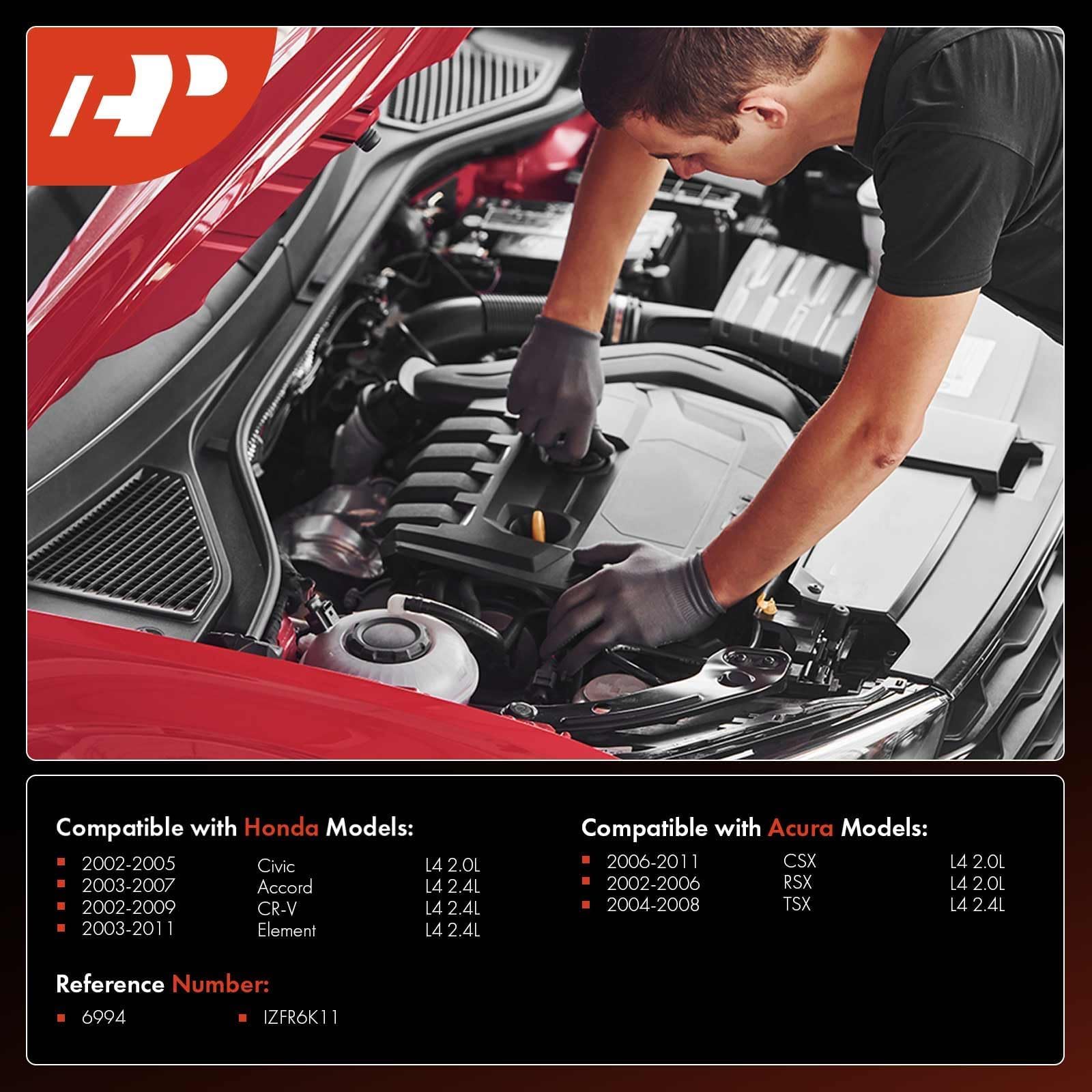 A-Premium Iridium Platinum Spark Plugs Compatible With Honda Cr-V Crv 2002-2009, Civic 2002-2005, Accord 2003-2007, Element 2003