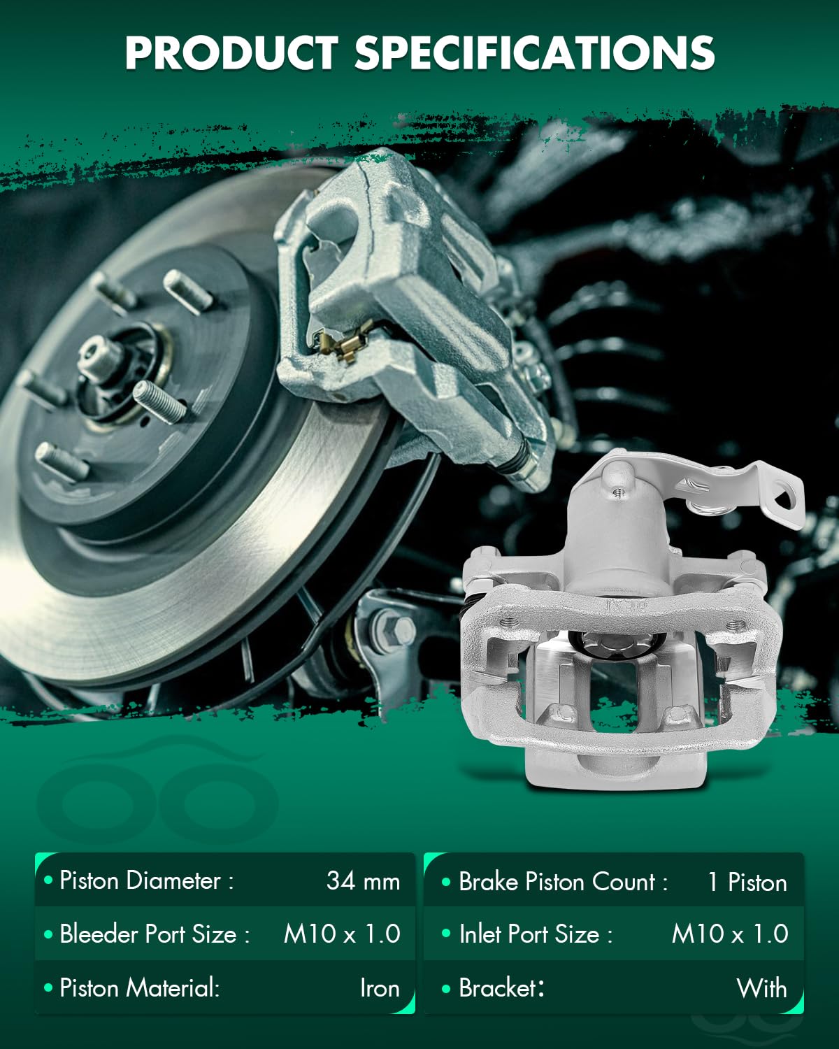 Scitoo Rear Right Brake Caliper With Bracket 19B6454 Compatible For Hyundai Elantra 2011-2016, For Hyundai Elantra Coupe 2013-20